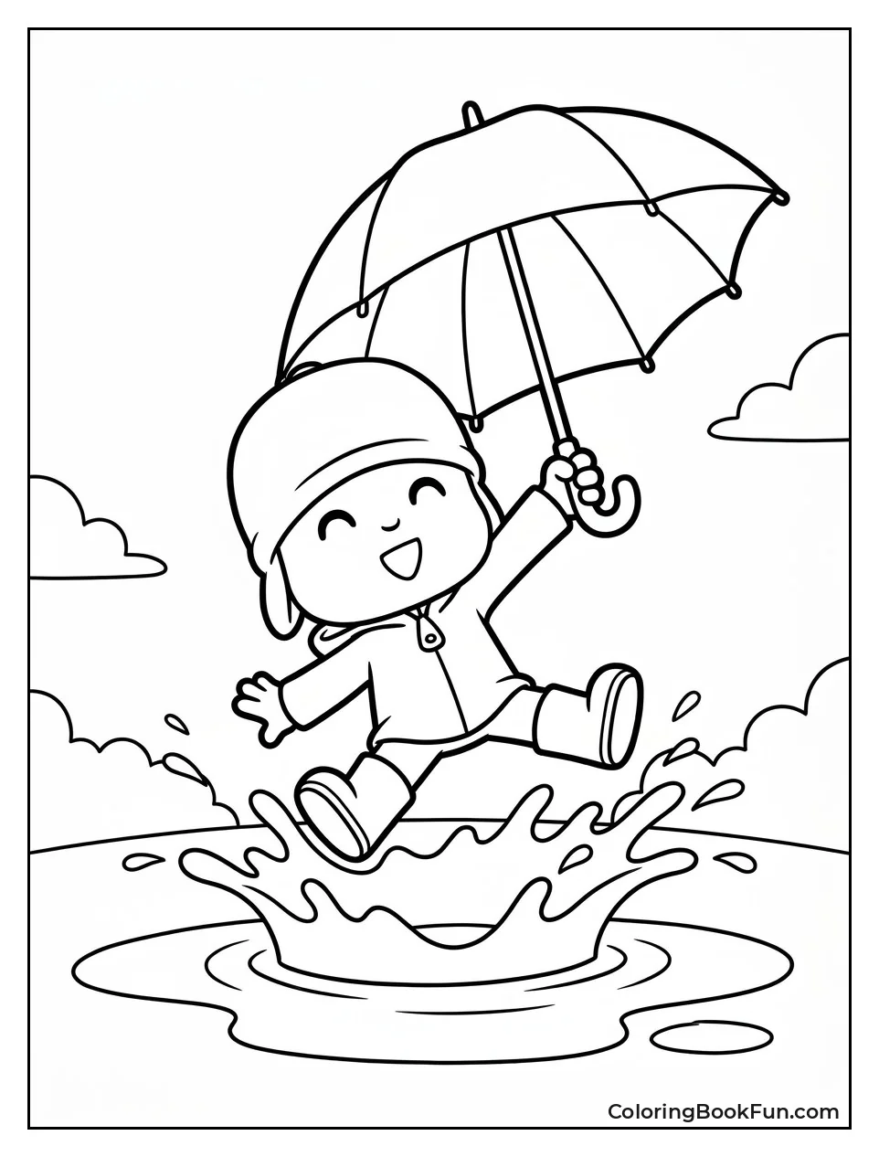 Pocoyo Jumping in Rainy Puddle