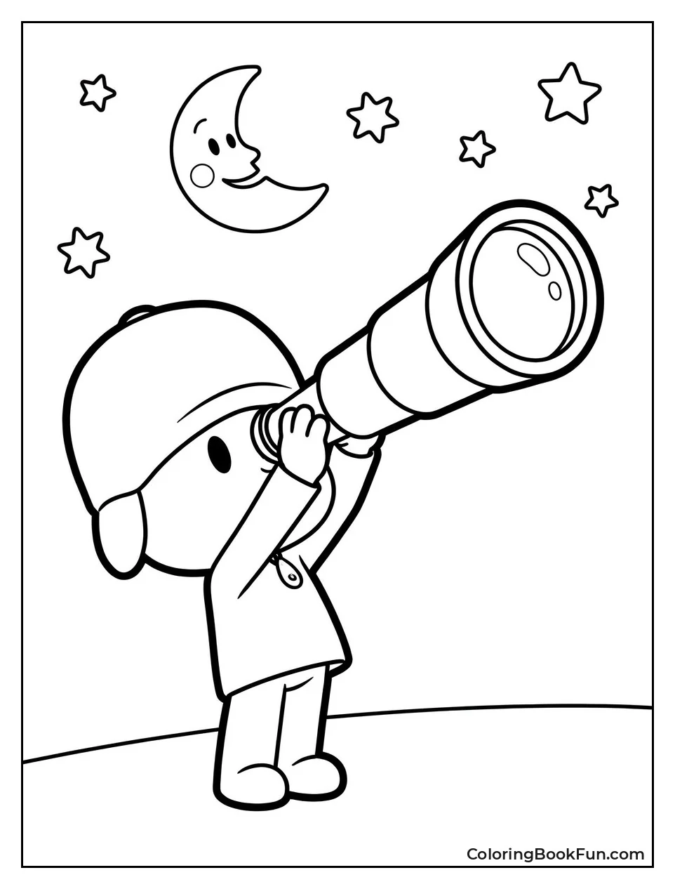 Pocoyo Looking at Smiling Moon