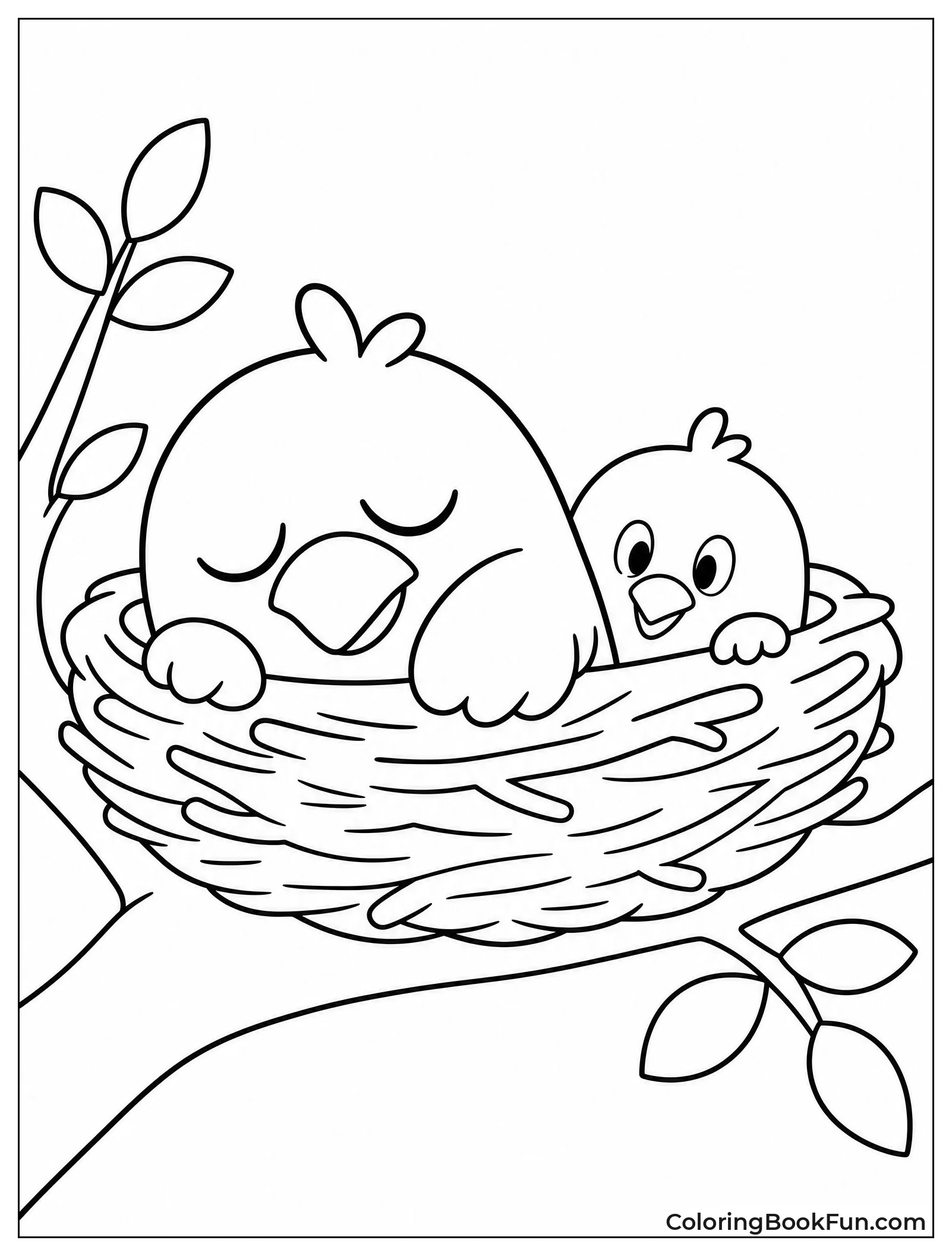 Sleepy Bird with Baby Bird