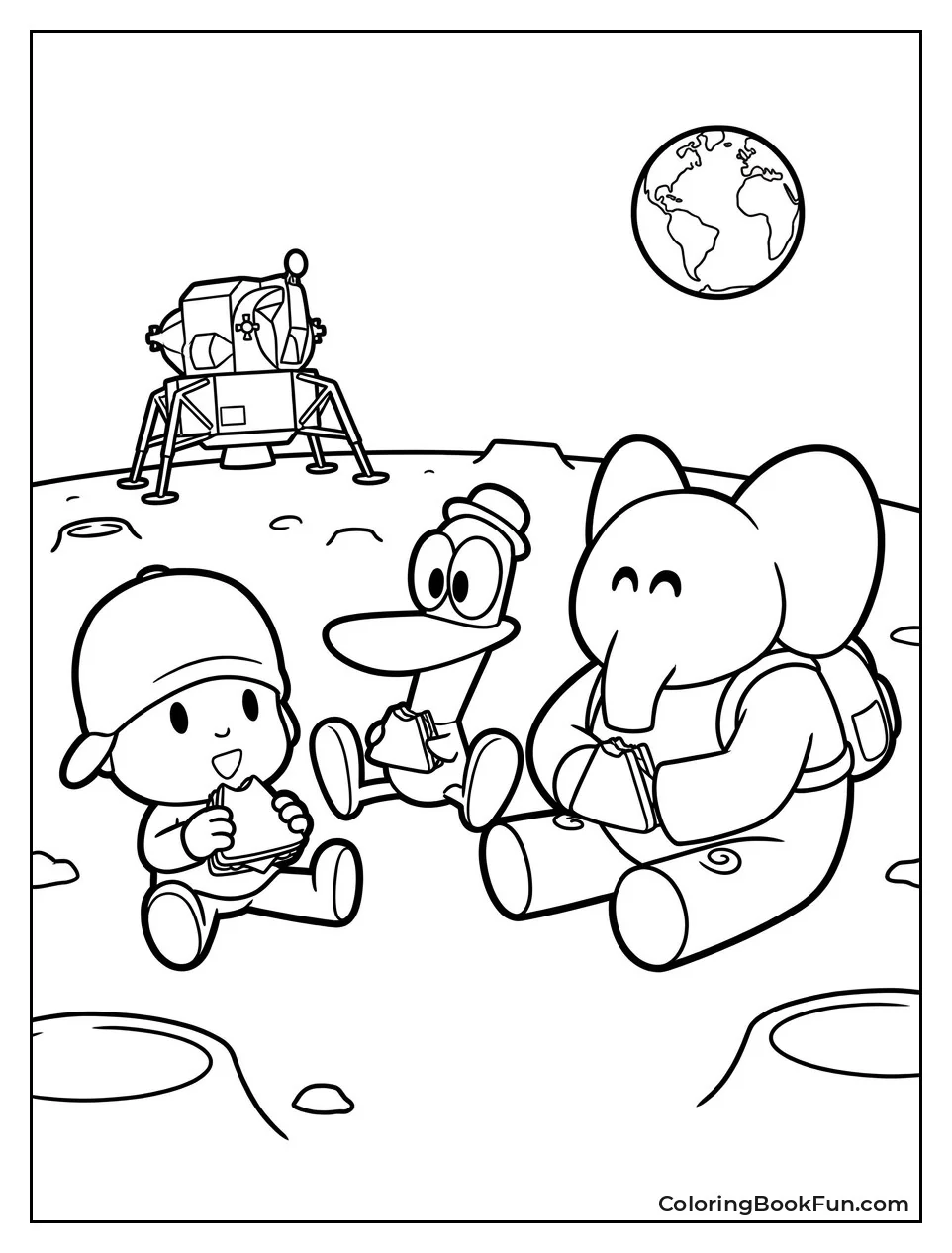 Friends Having Picnic on Moon