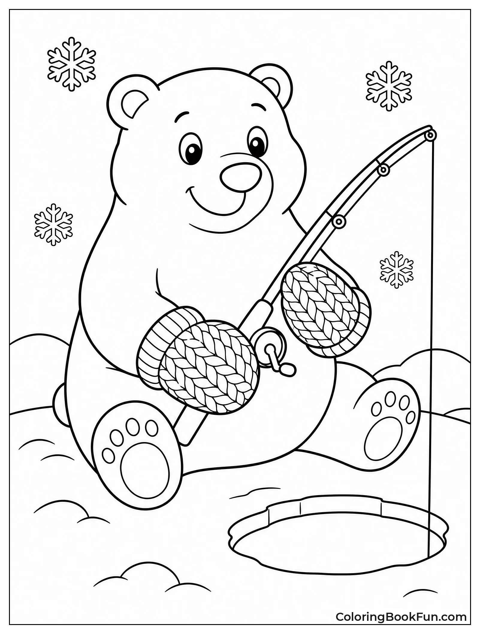 Polar Bear Ice Fishing in Mittens