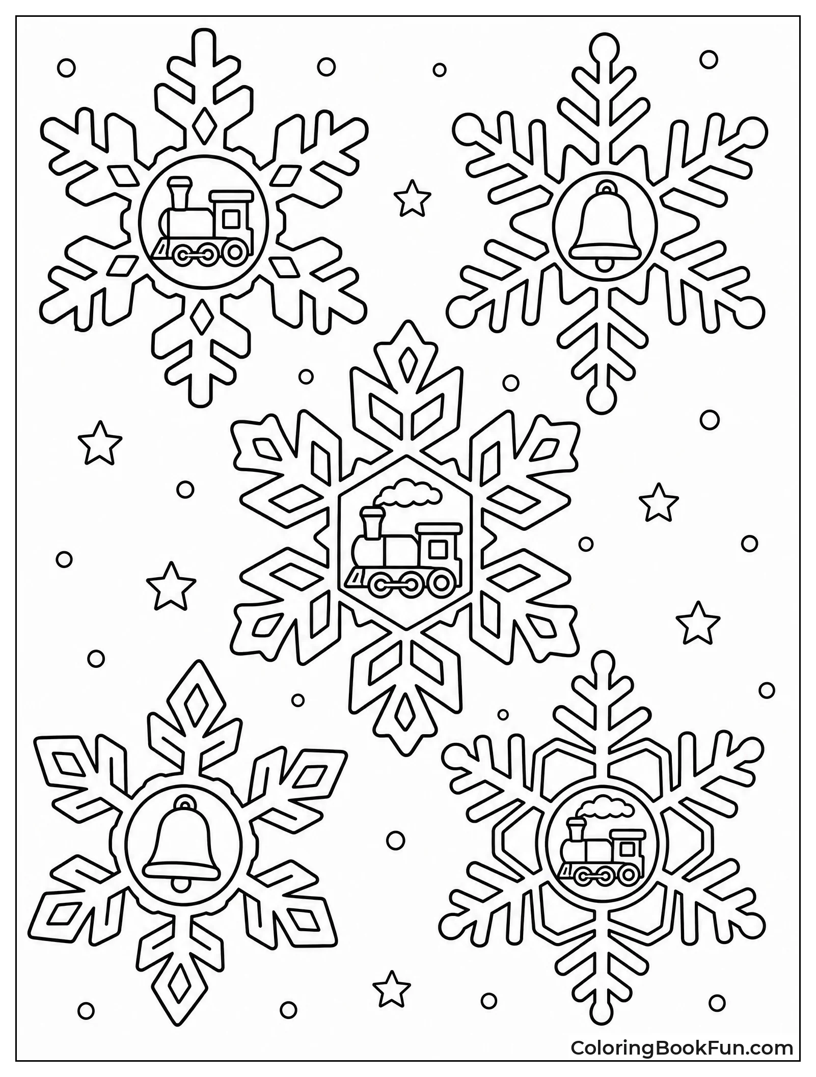 Snowflakes with Tiny Trains