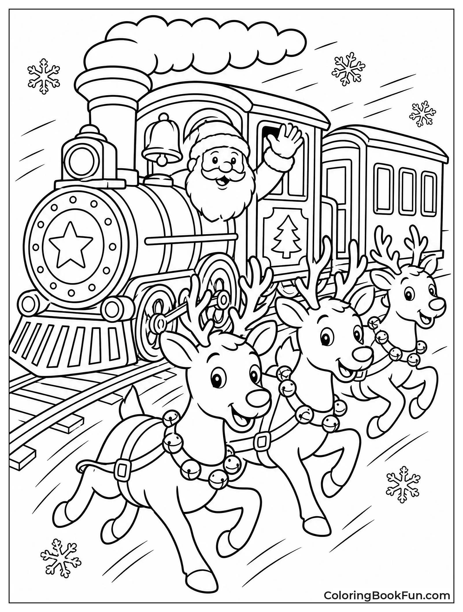 Reindeer Running beside Train