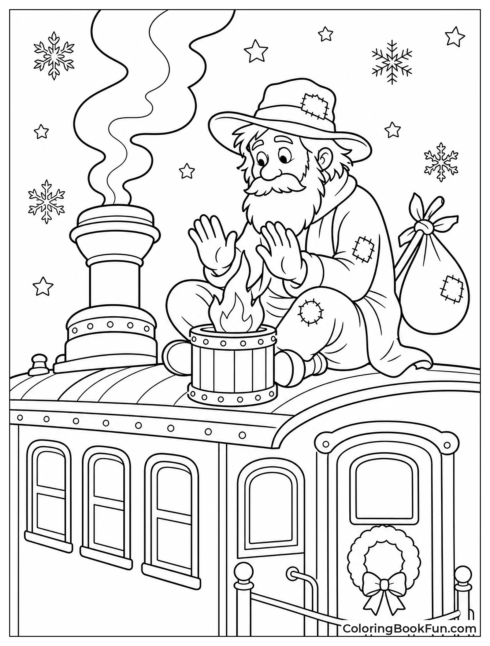 Hobo Warming Hands on Roof