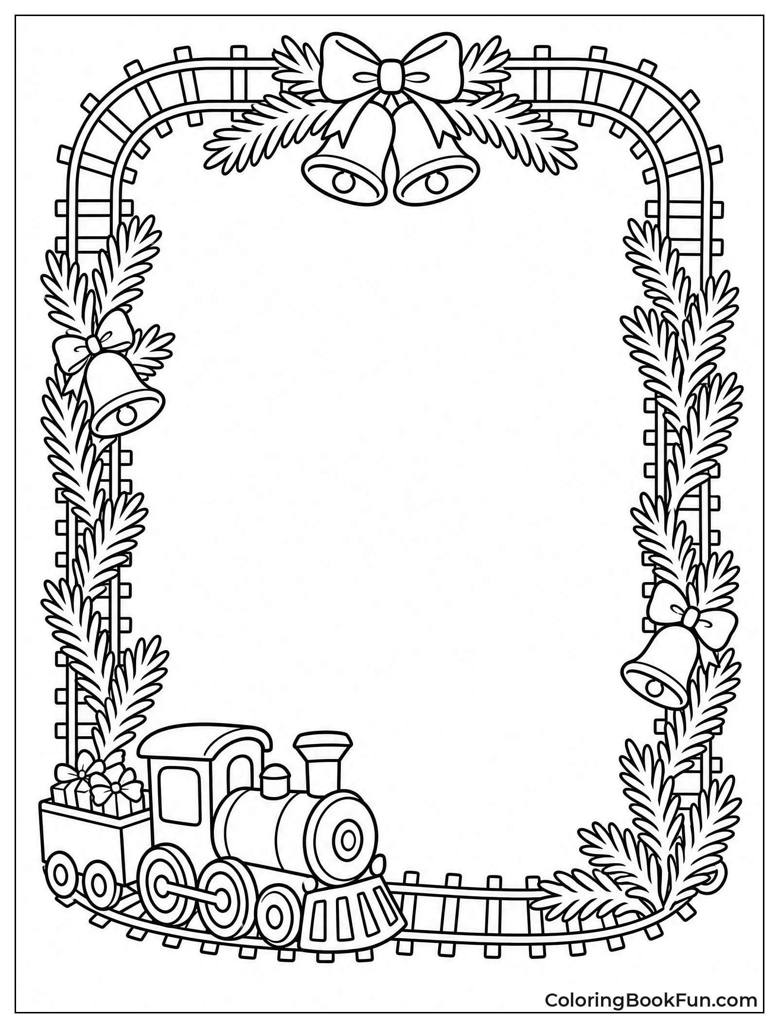 Train Track Border with Bells