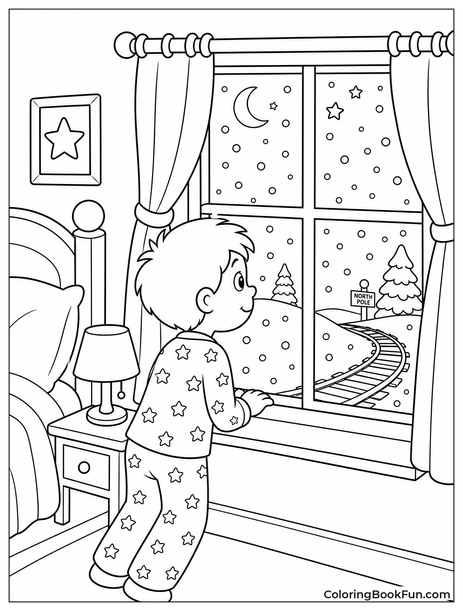 Boy Watching Snow from Window