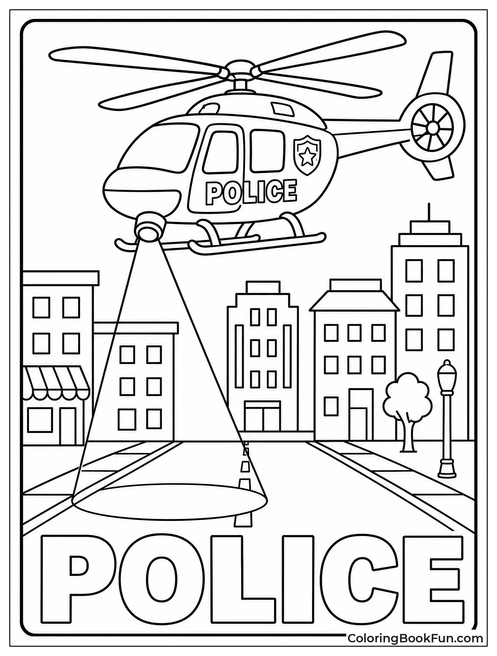 Police Helicopter Shines Light Down