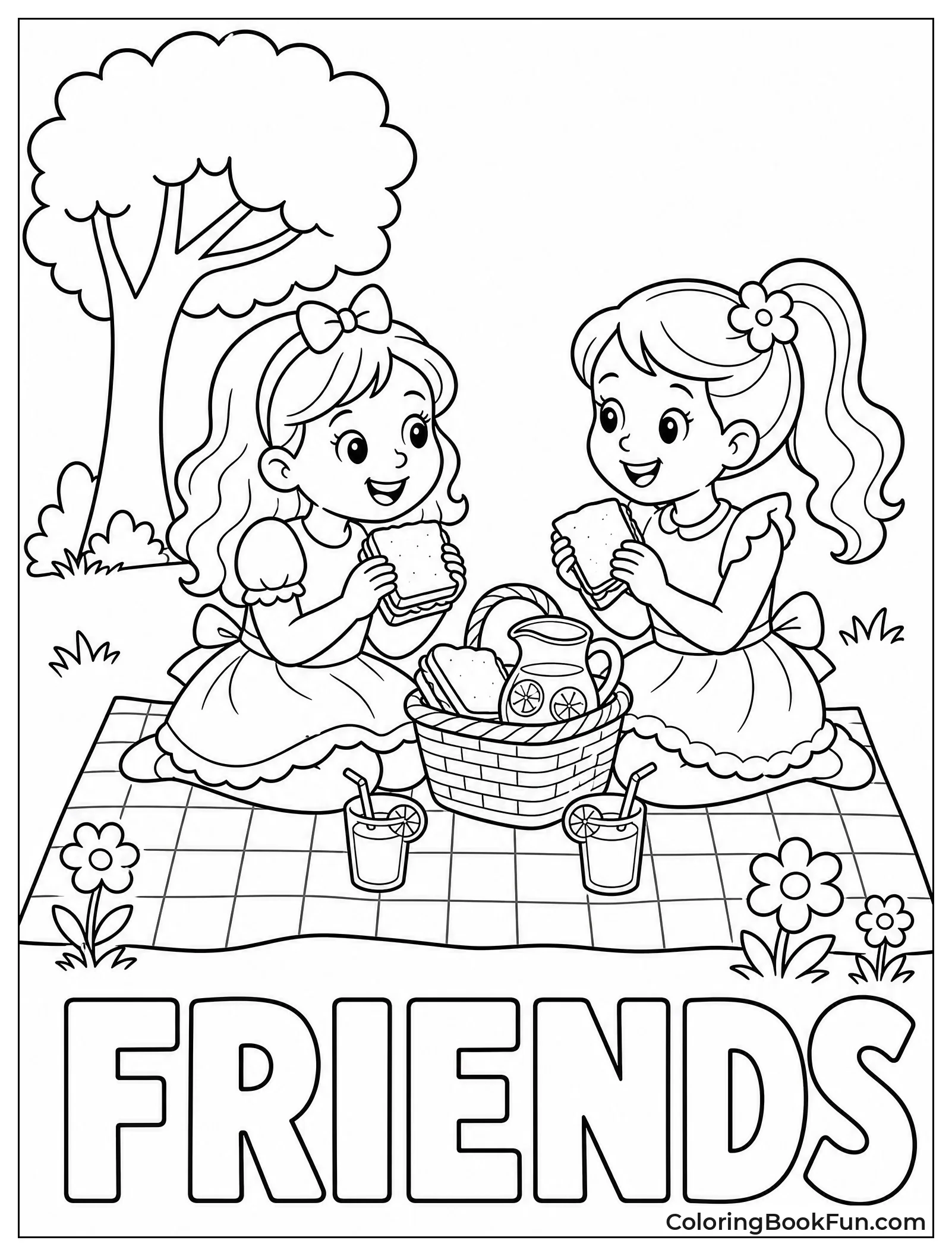 Two Girls Having Park Picnic