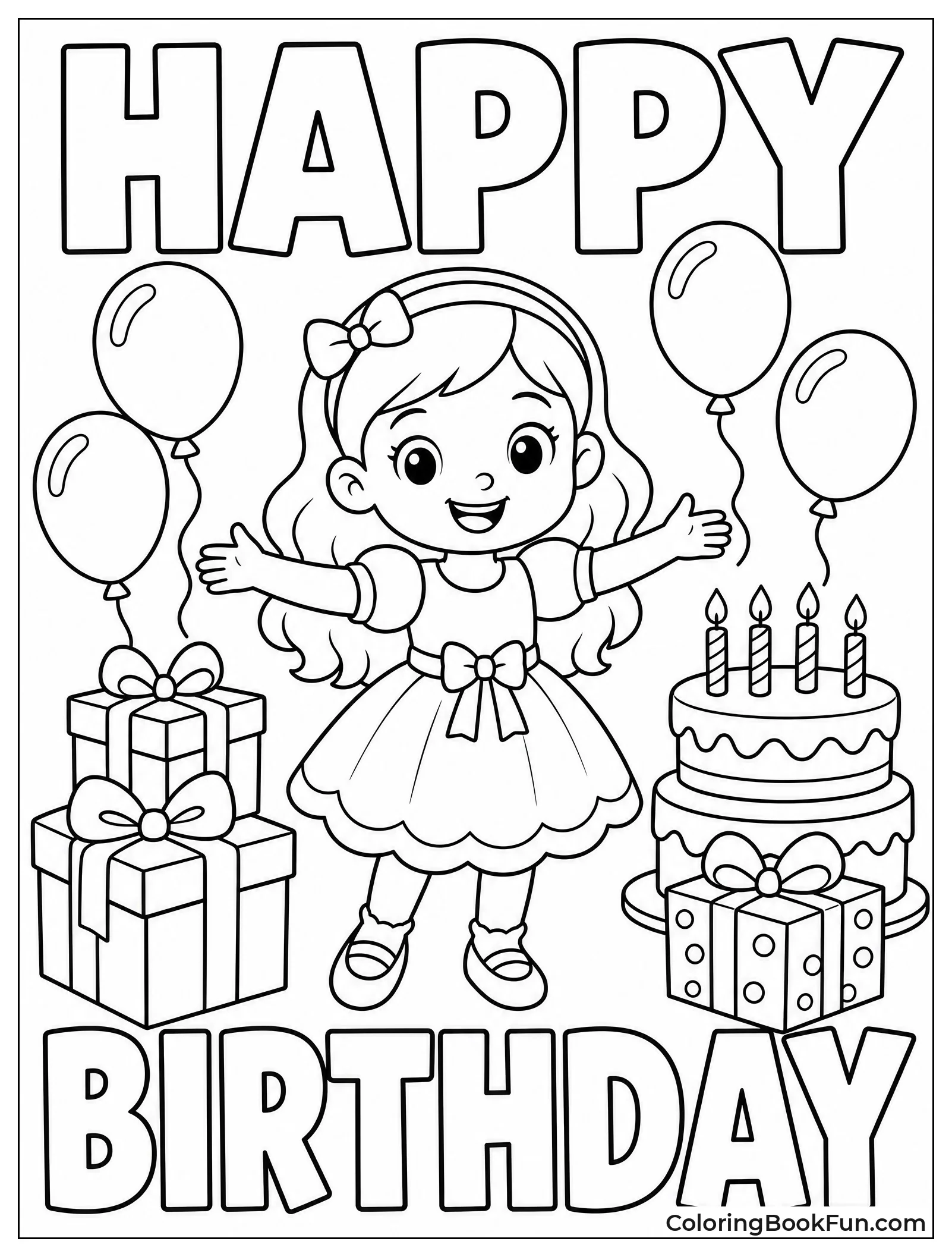 Girl Celebrating Birthday with Cake