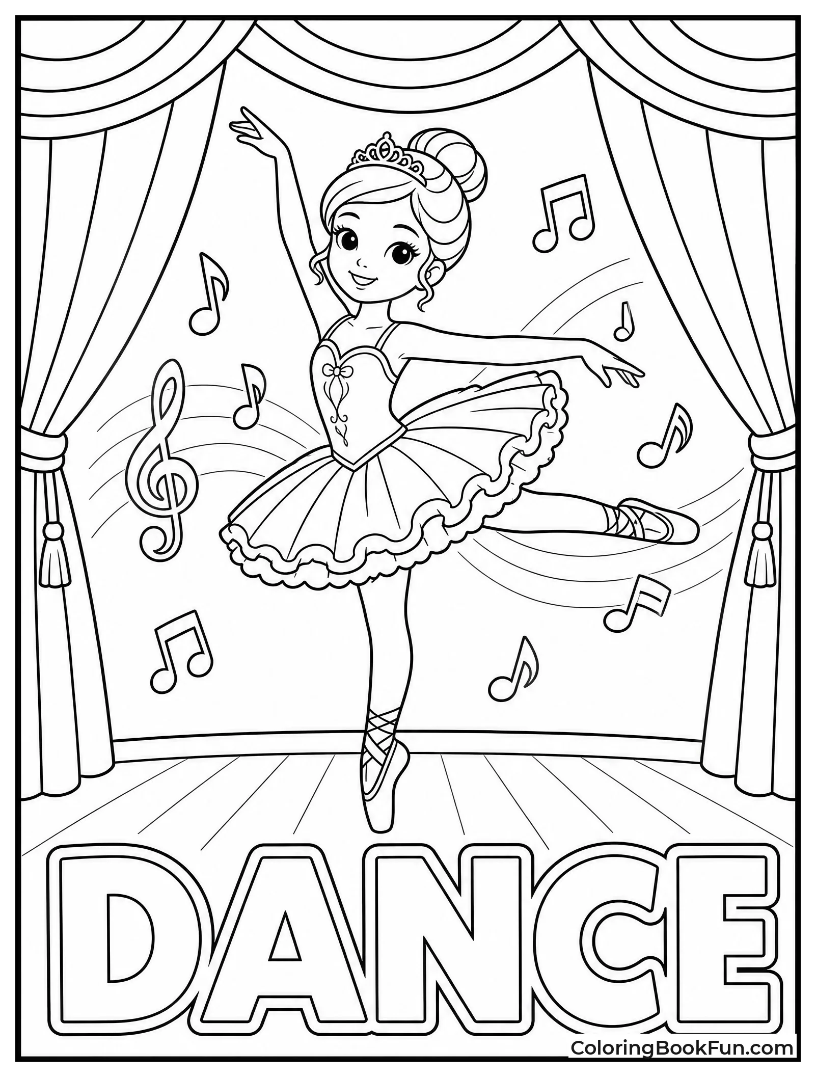 Ballerina Dancing on Grand Stage
