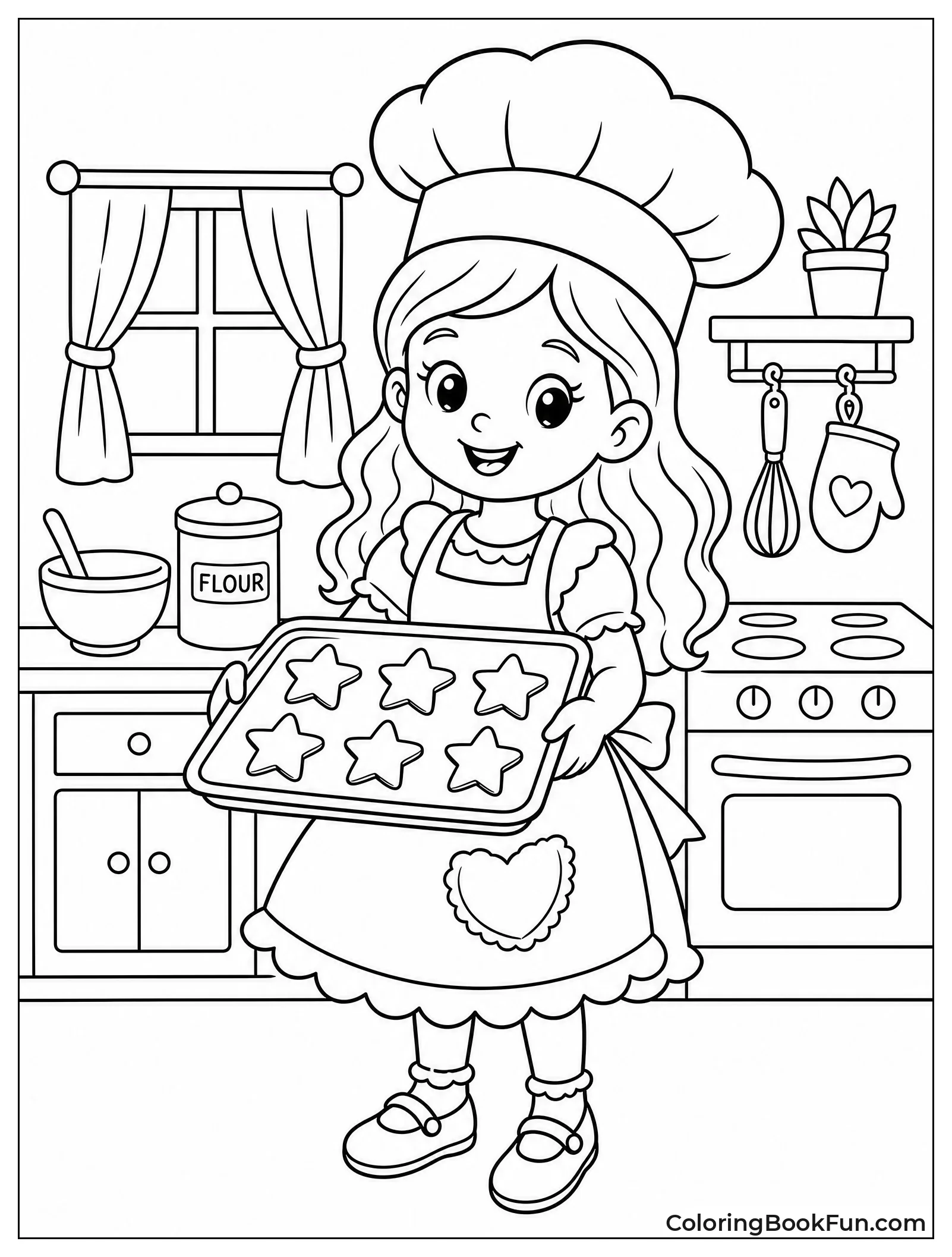 Girl Baking Star Cookies