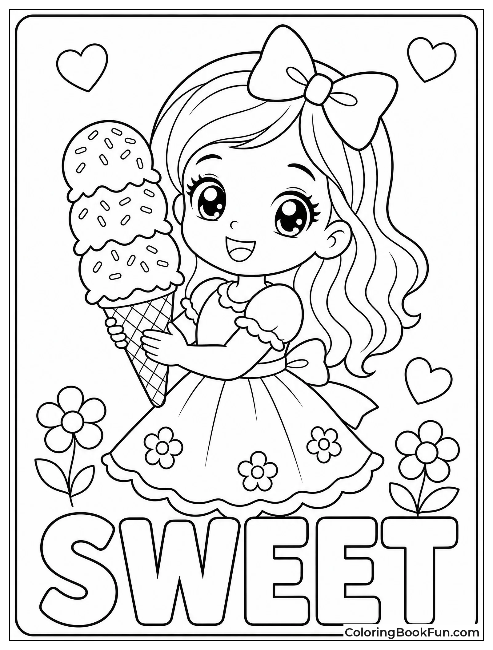 Kawaii Girl Holding Ice Cream