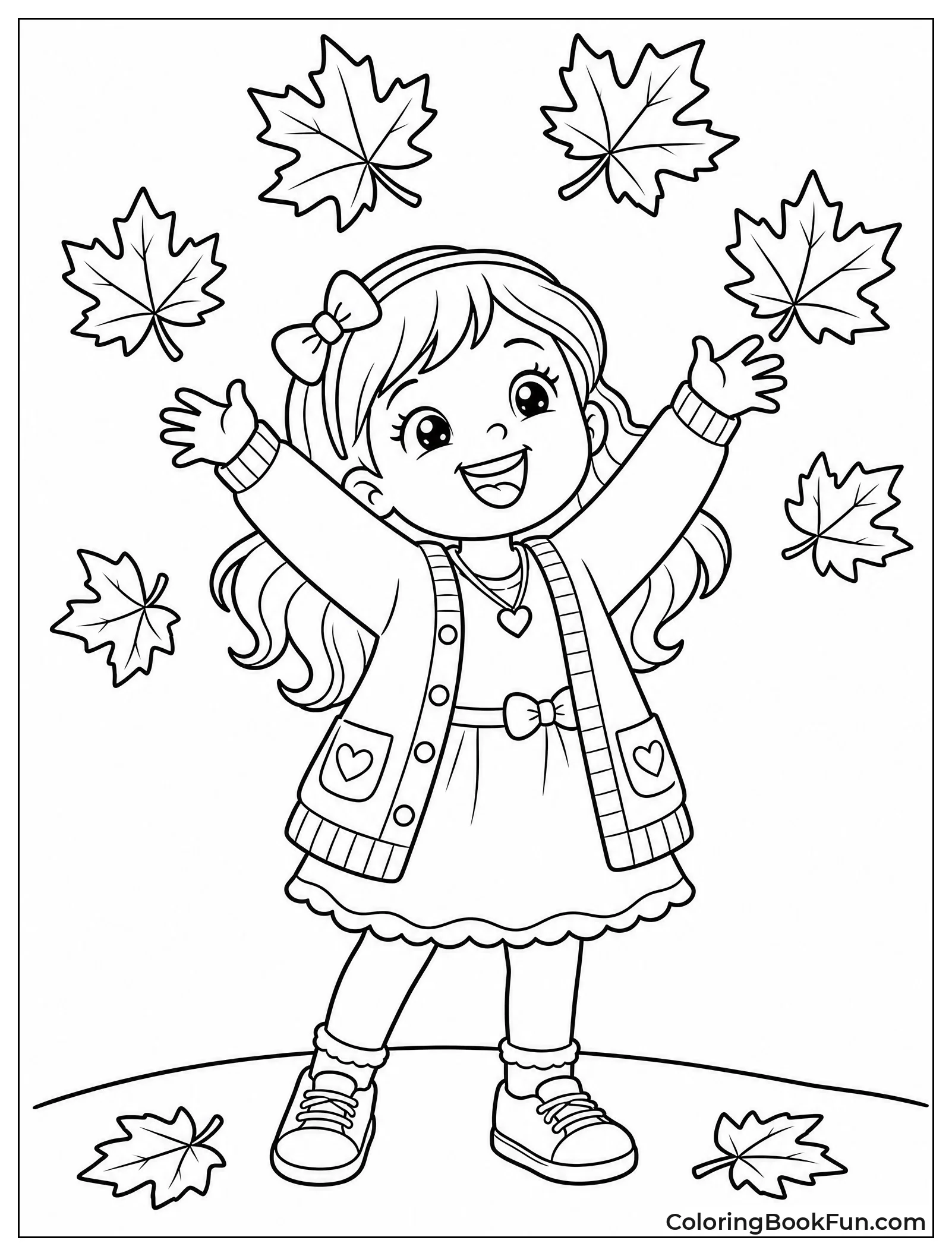 Girl Throwing Autumn Leaves