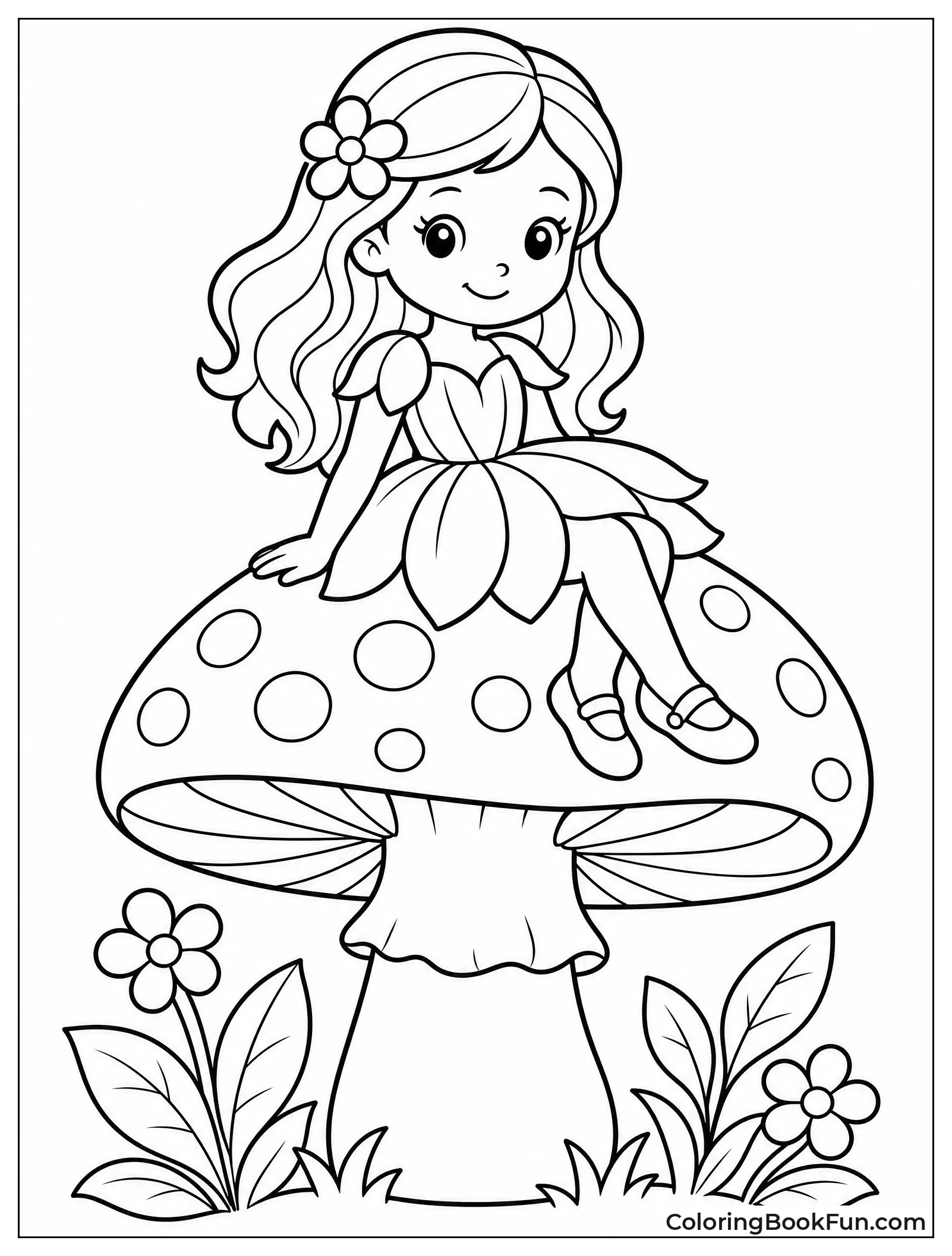 Tiny Girl on Forest Mushroom