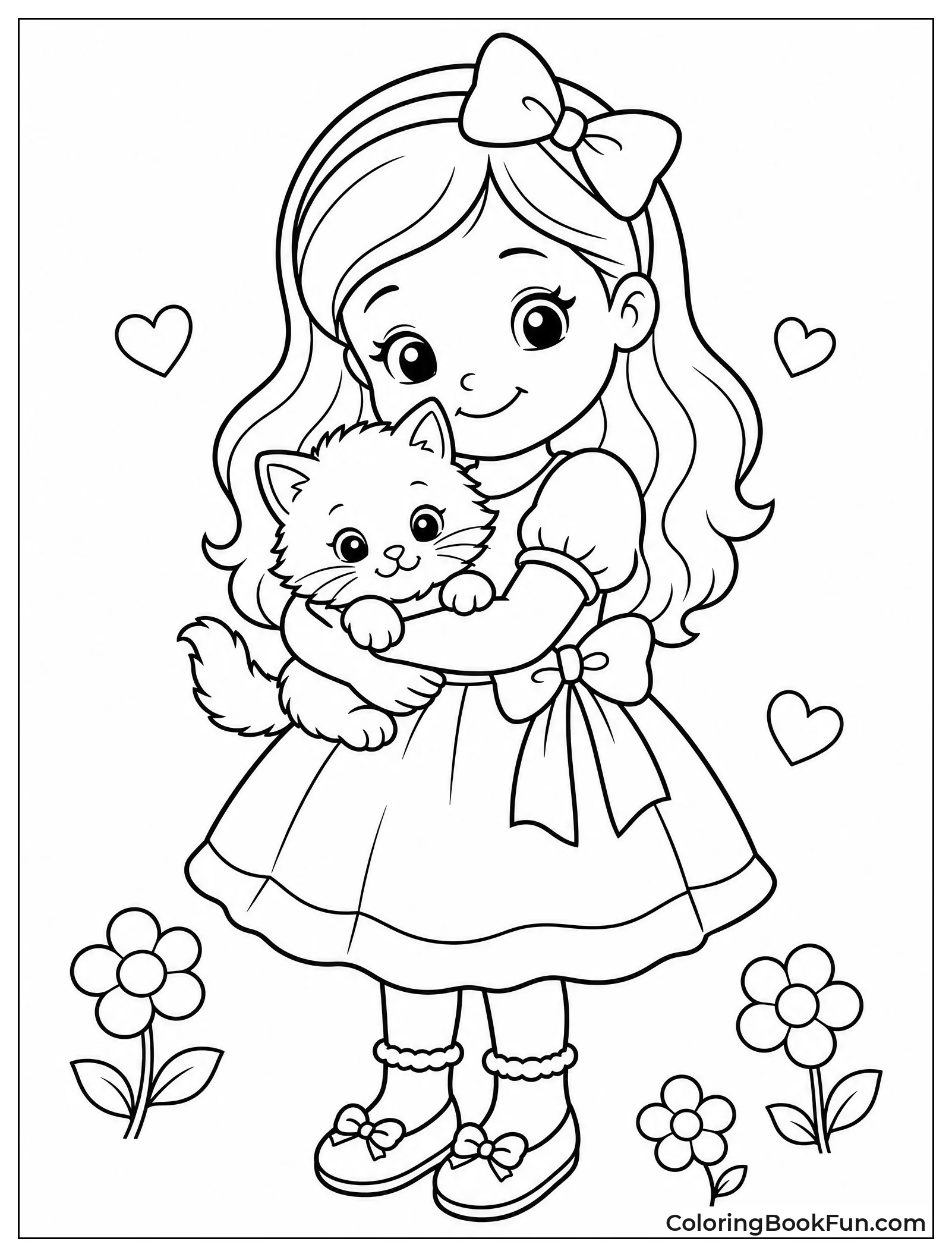 Girl Cradling Fluffy Kitten