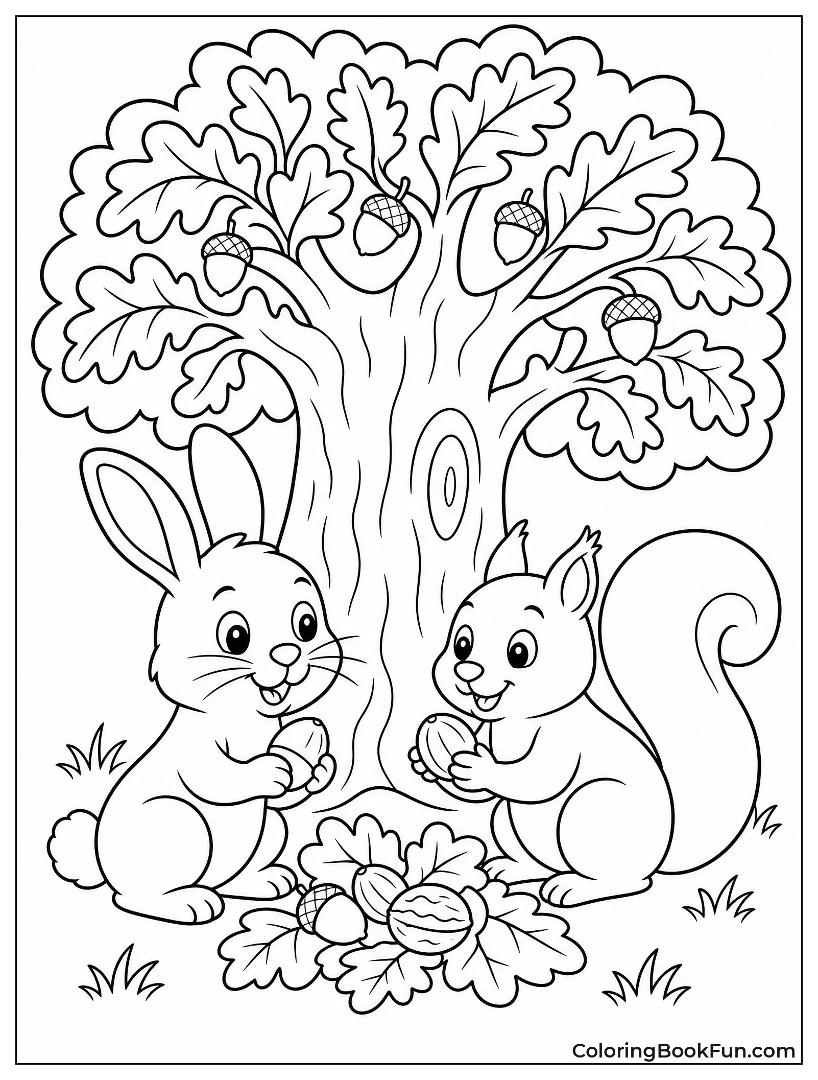 Rabbit and Squirrel Sharing Snacks