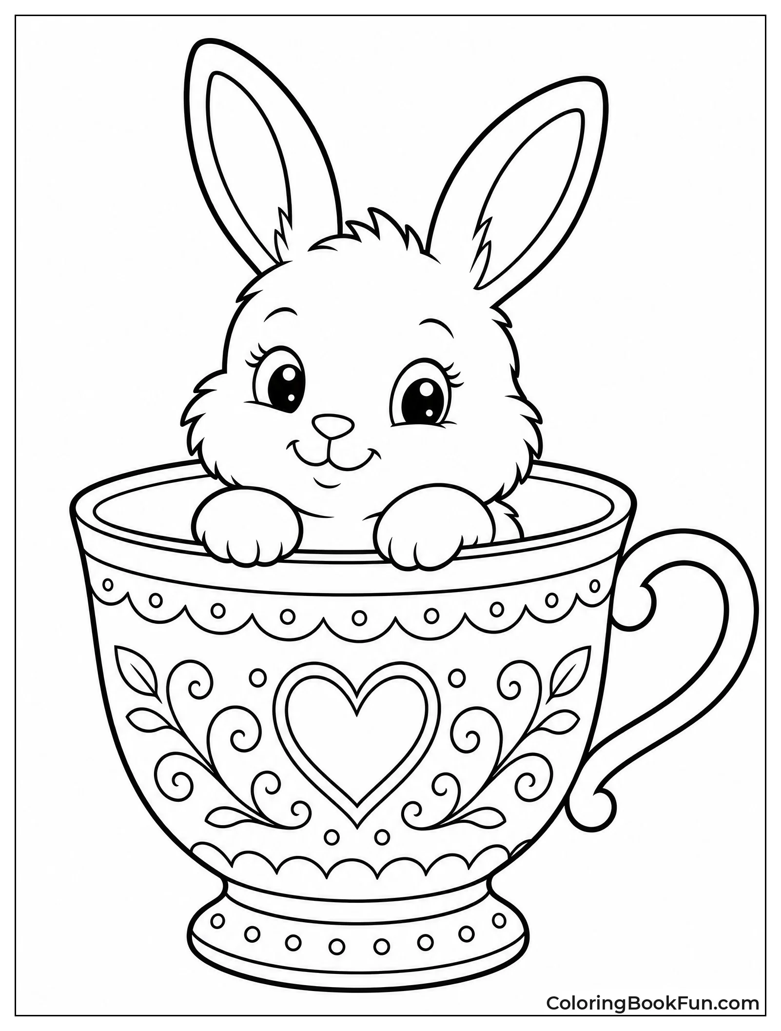Bunny Peeking from a Teacup