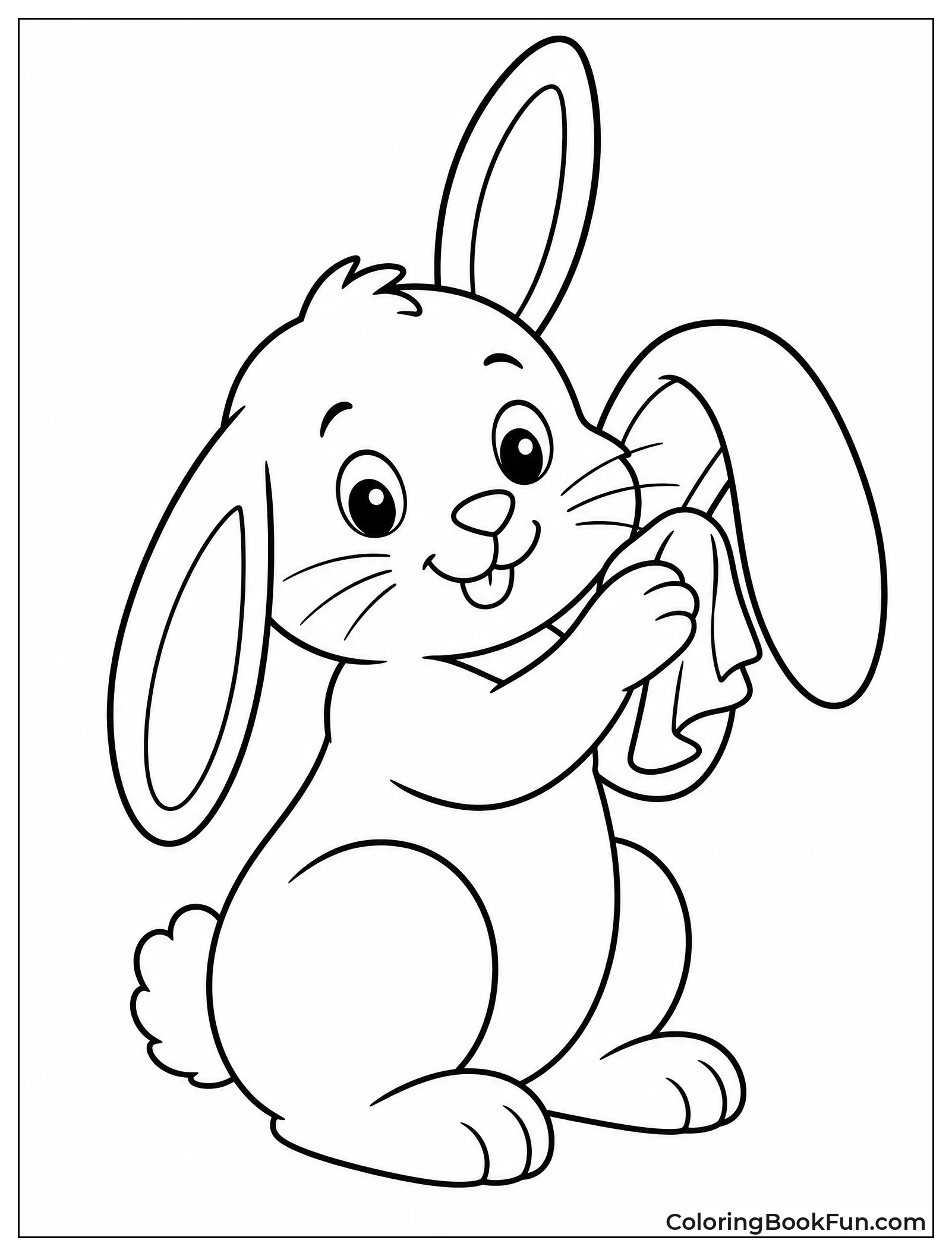 Rabbit Cleaning Its Long Ears