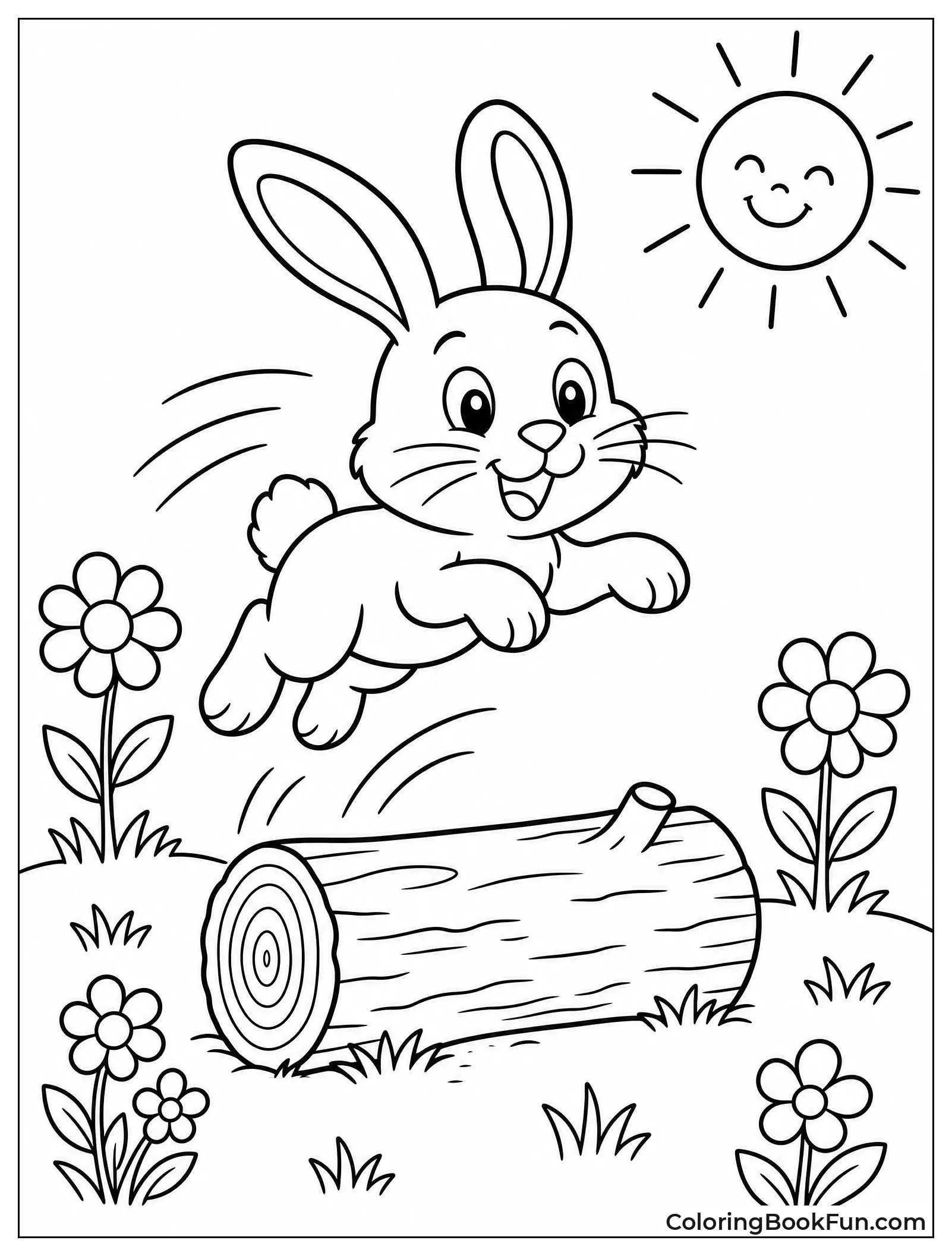 Bunny Hopping Over a Log