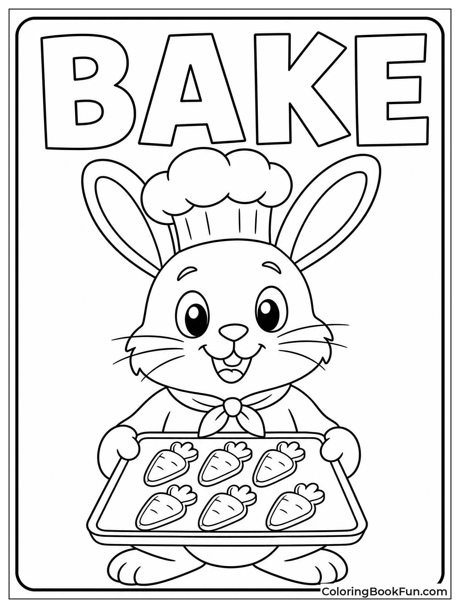 Bunny Baker Holding Carrot Cookies