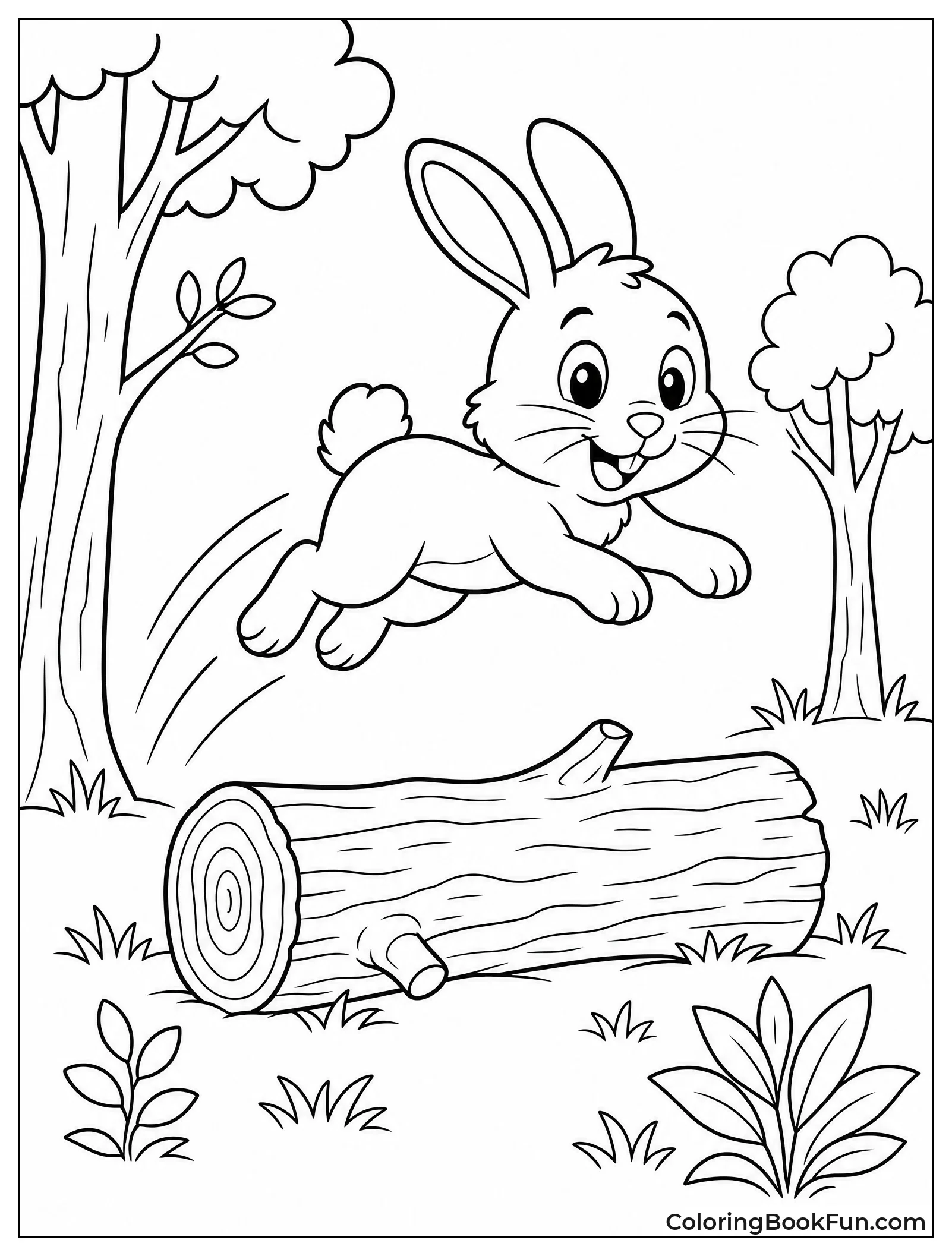 Rabbit Leaping Over a Log