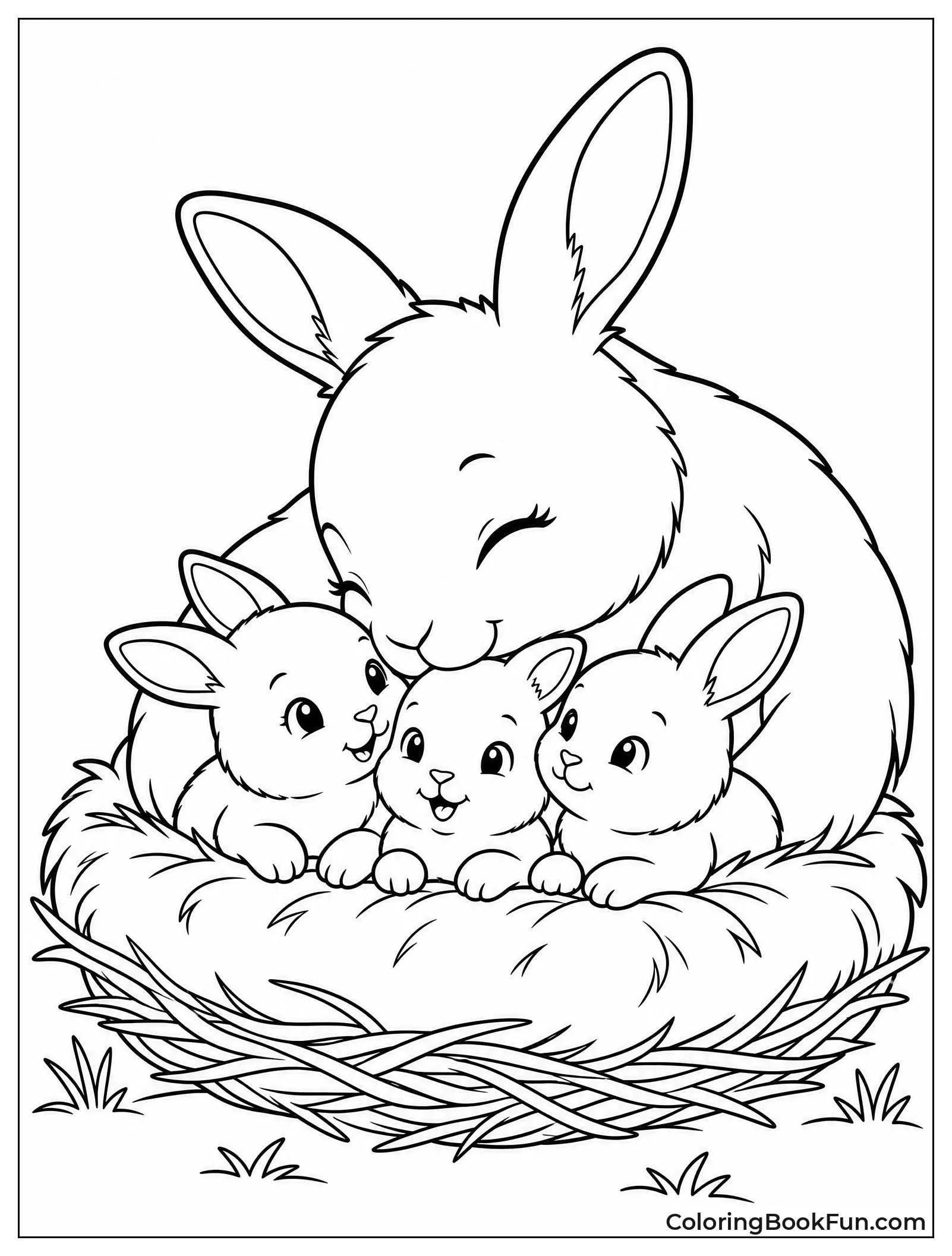 Mother Rabbit with Her Kits