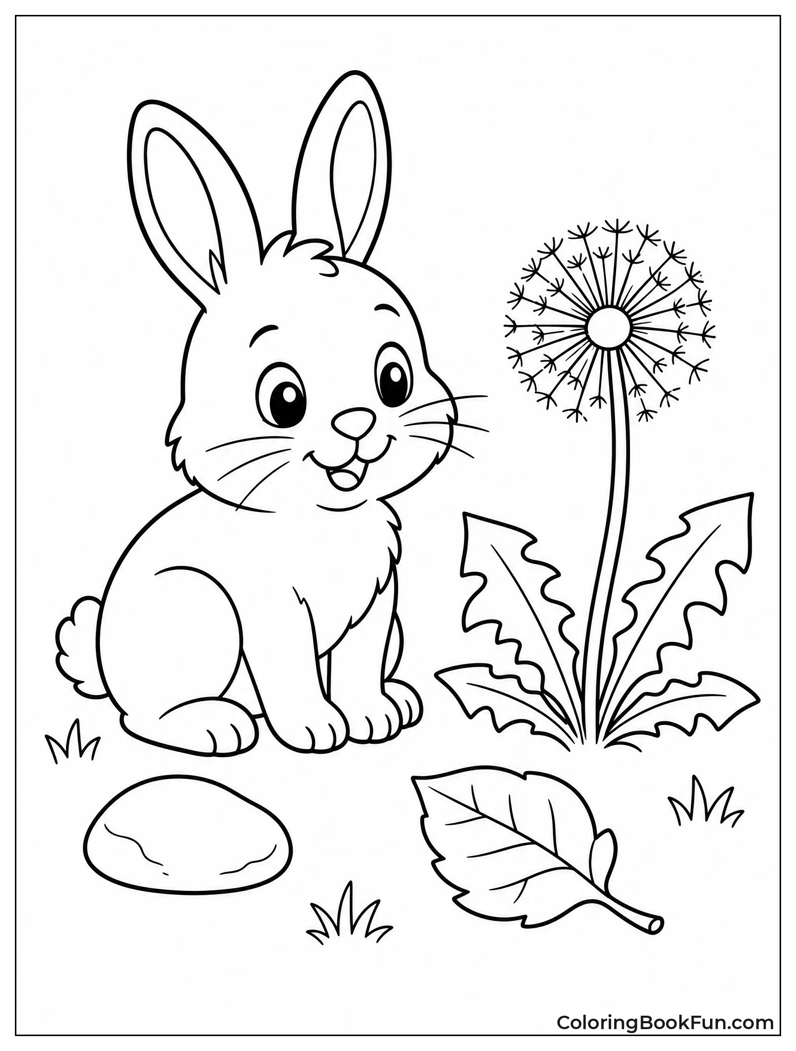 Rabbit Next to a Dandelion