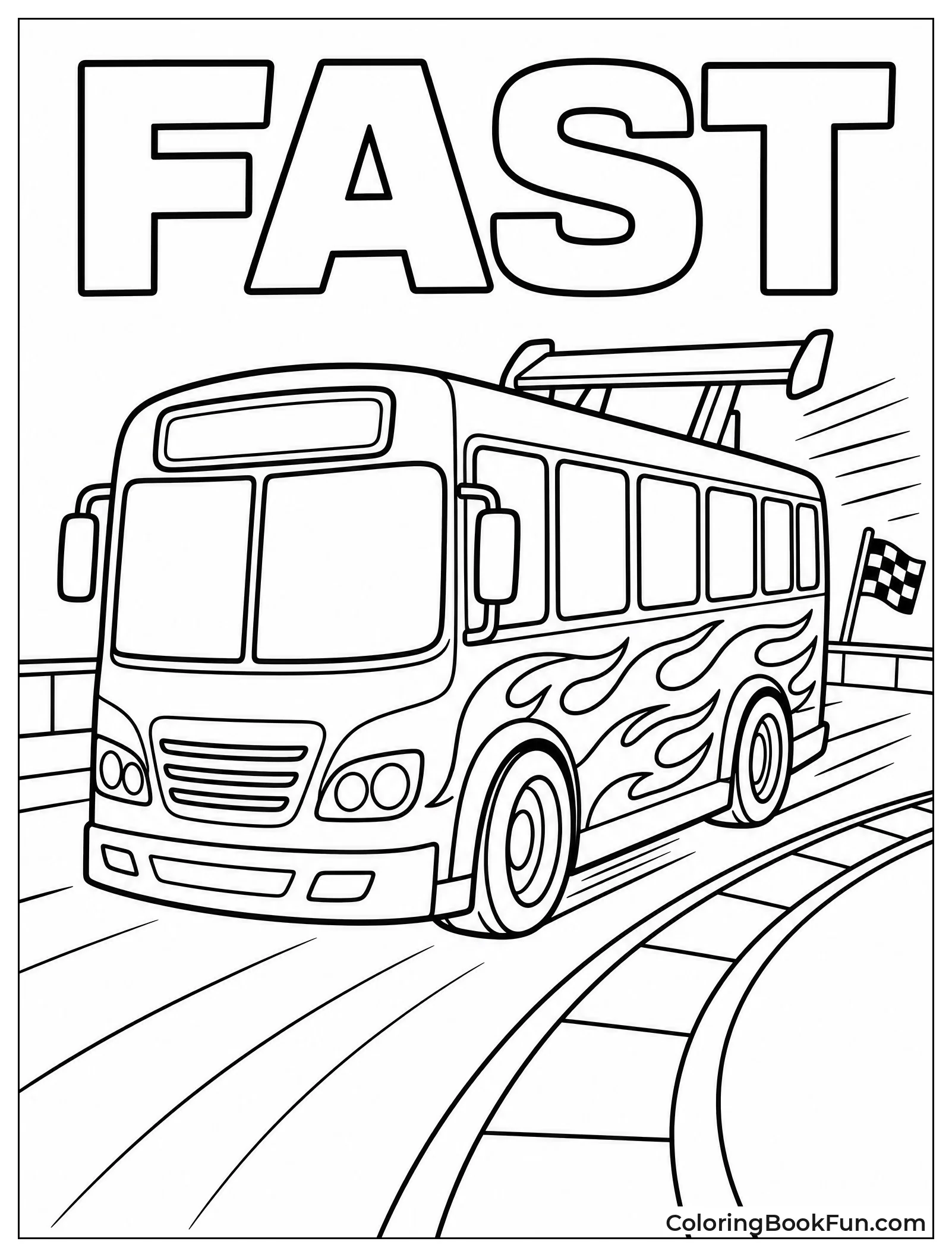 Racing Bus Speeds Down Track