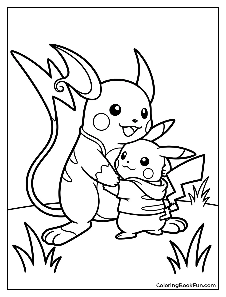 Raichu Giving Pikachu a Hug
