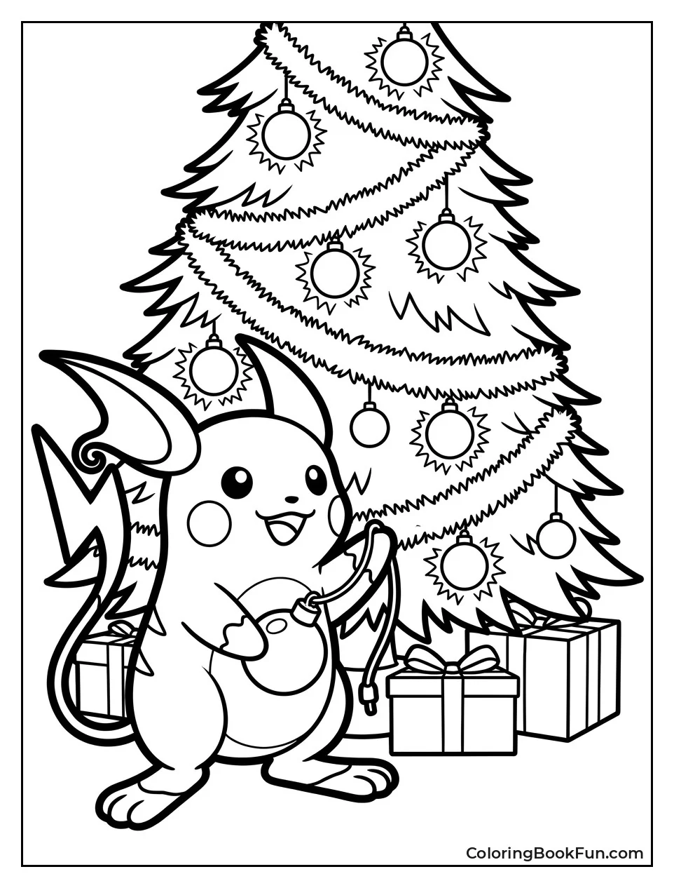 Raichu Decorating a Christmas Tree
