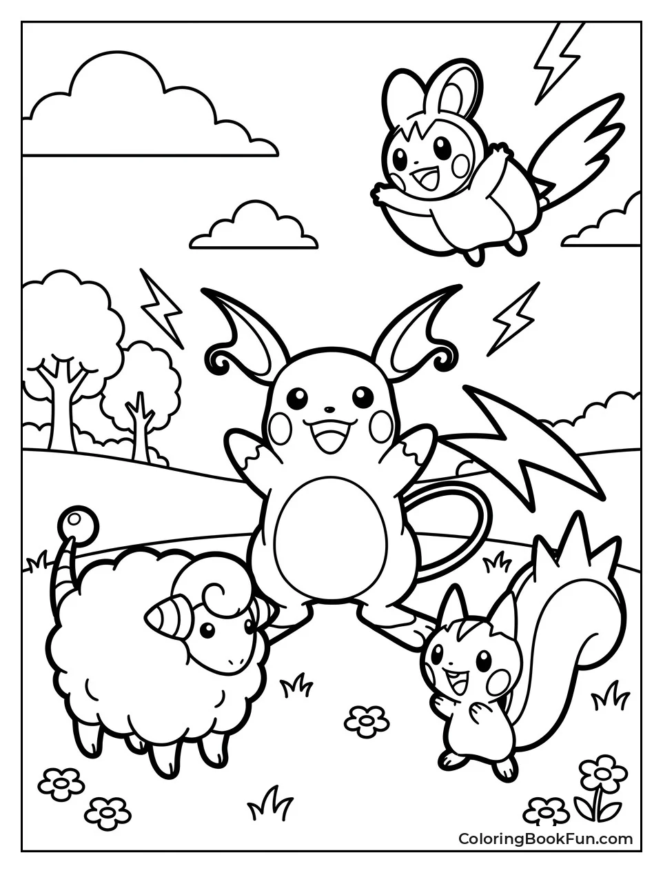 Raichu with Electric Type Friends