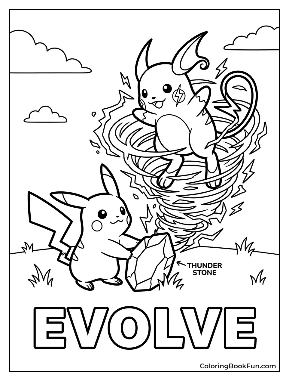 Pikachu Evolving into Raichu