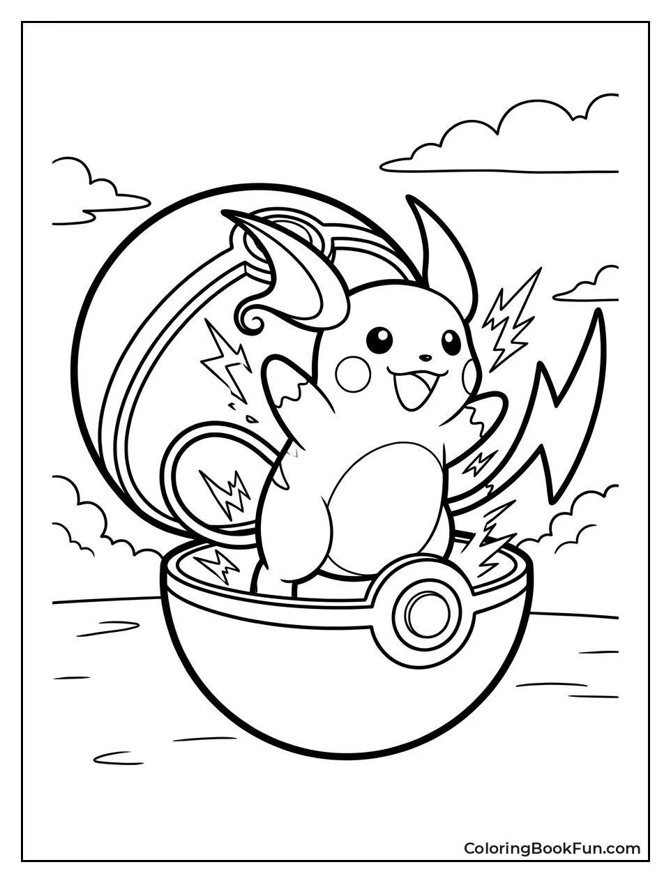 Raichu Popping out of Poke Ball
