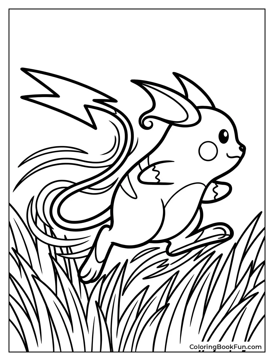 Raichu Sprinting Through a Meadow