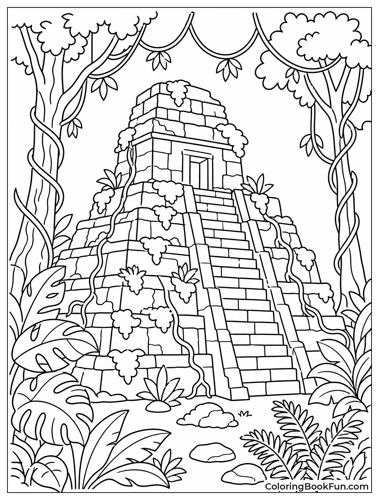 Ancient Temple Ruins in Jungle