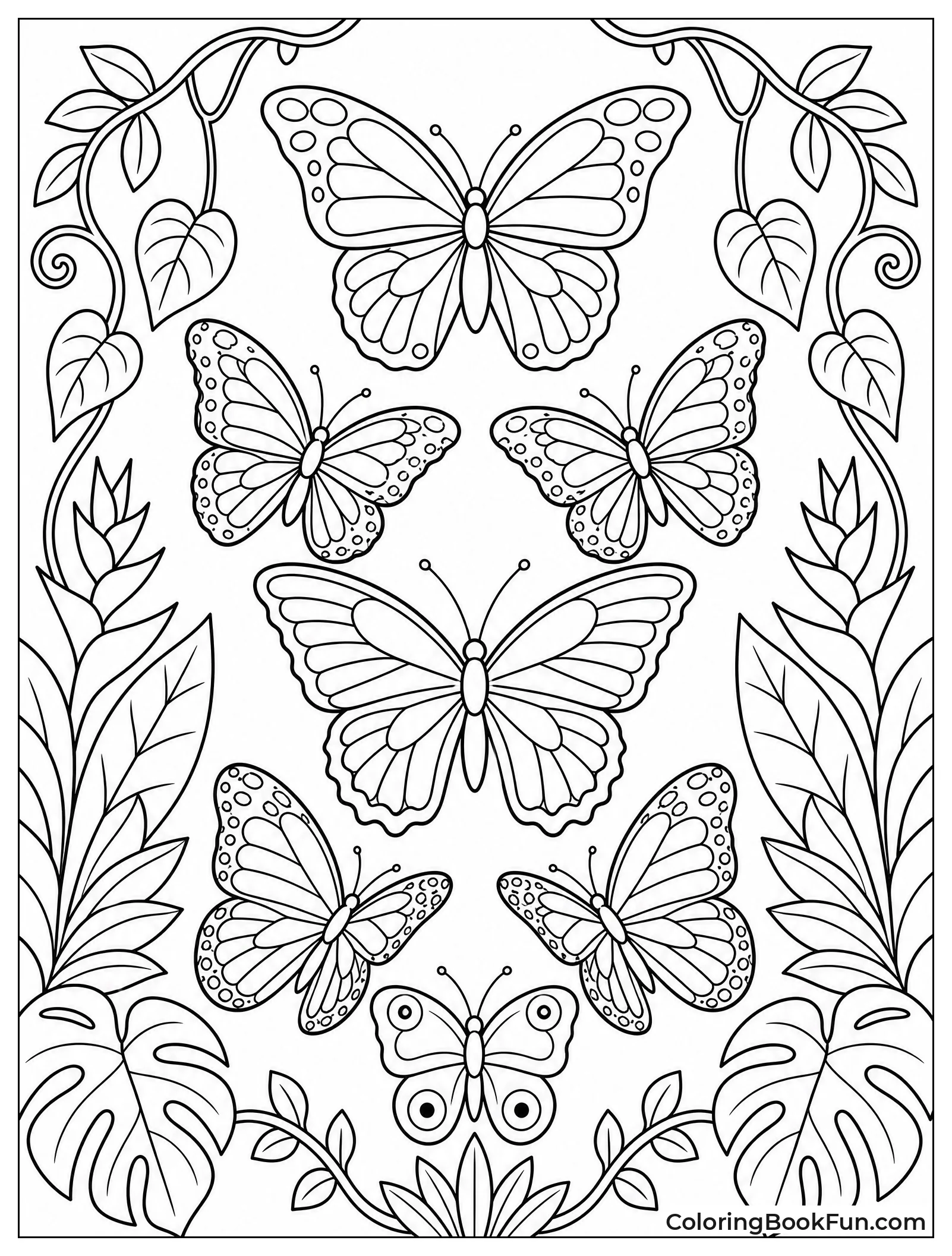 Symmetrical Tropical Butterflies Pattern