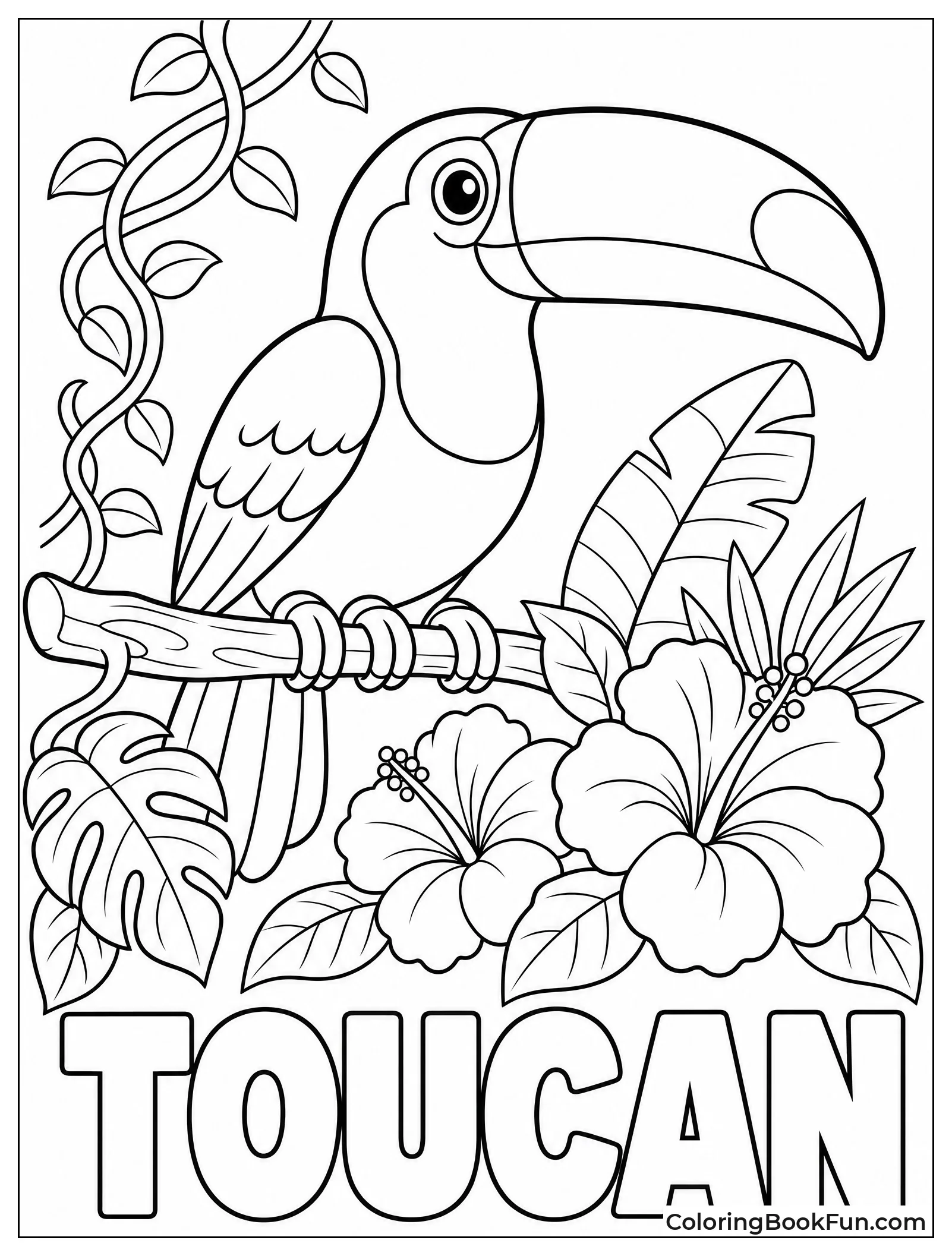Colorful Toucan Perched on Branch