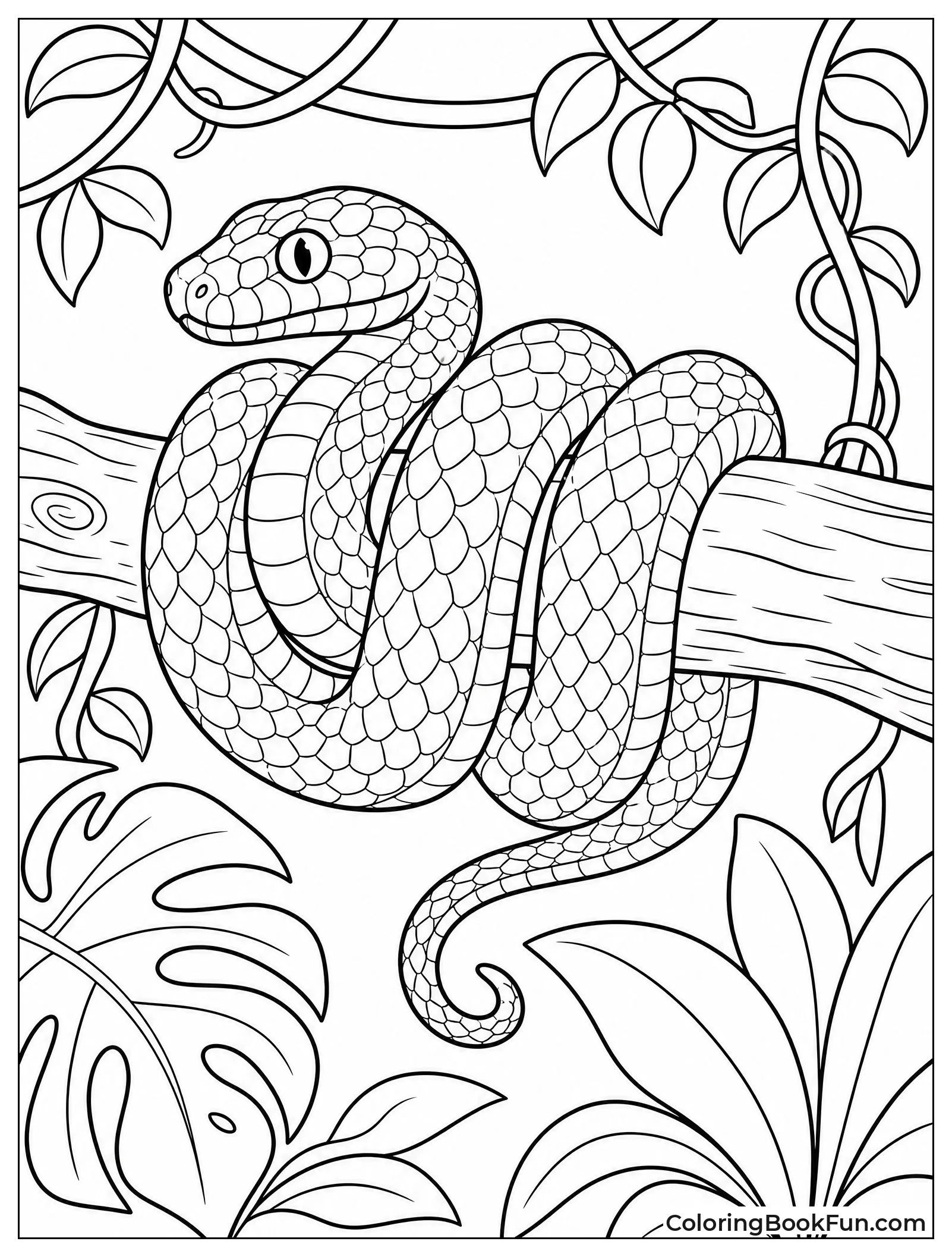 Emerald Boa Coiled on Branch