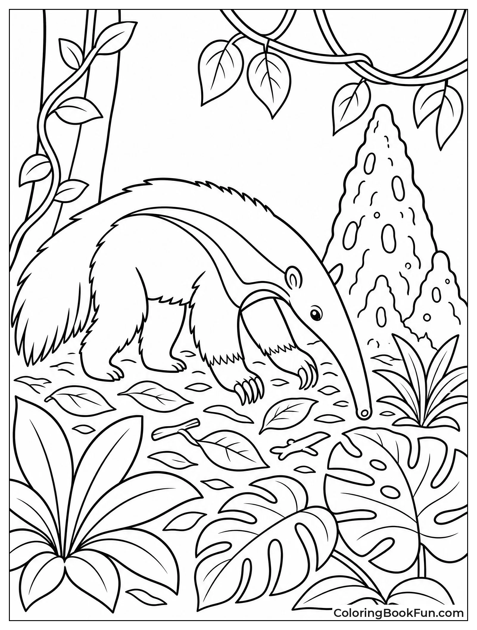 Giant Anteater Walking Through Leaves