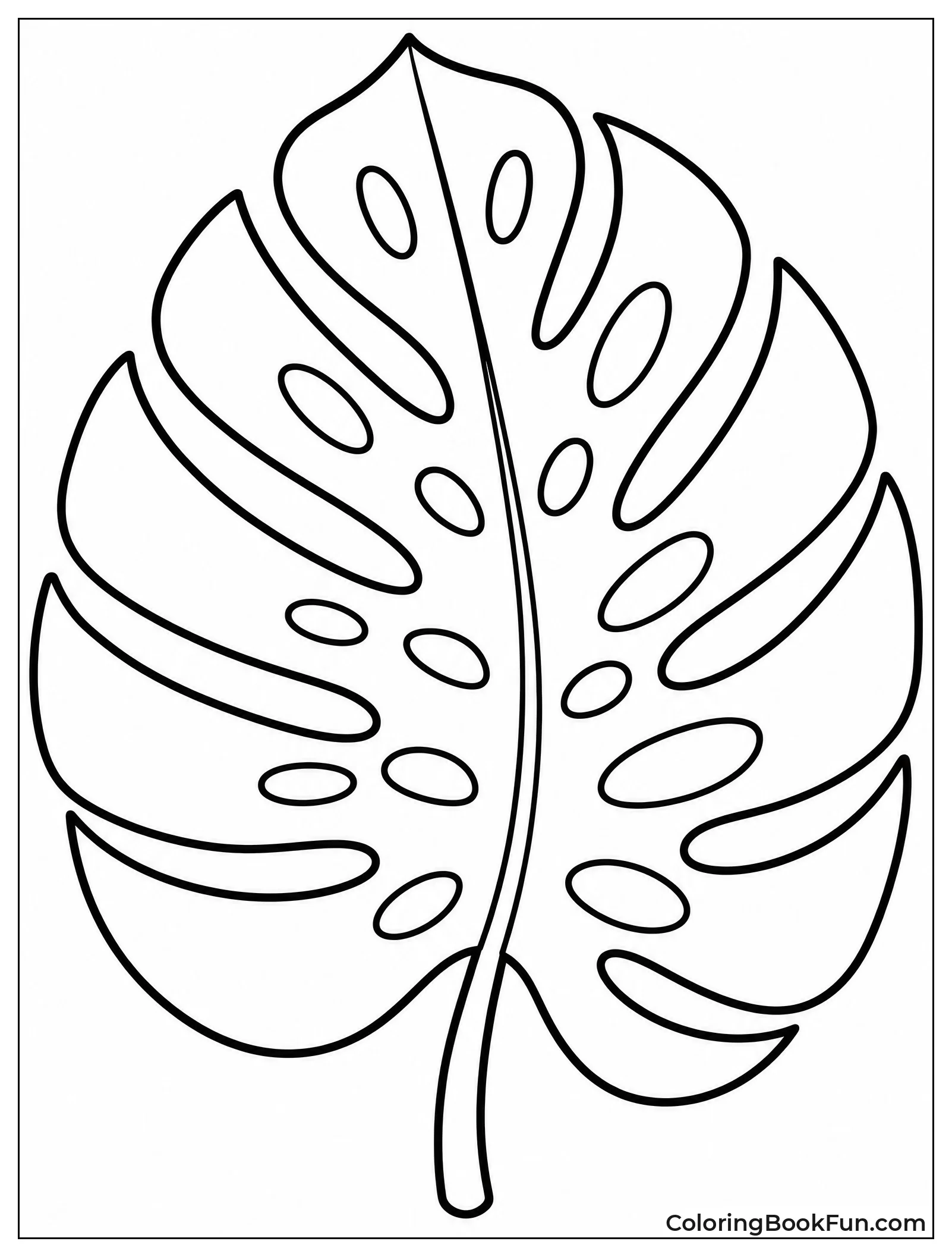 Simple Monstera Leaf Drawing