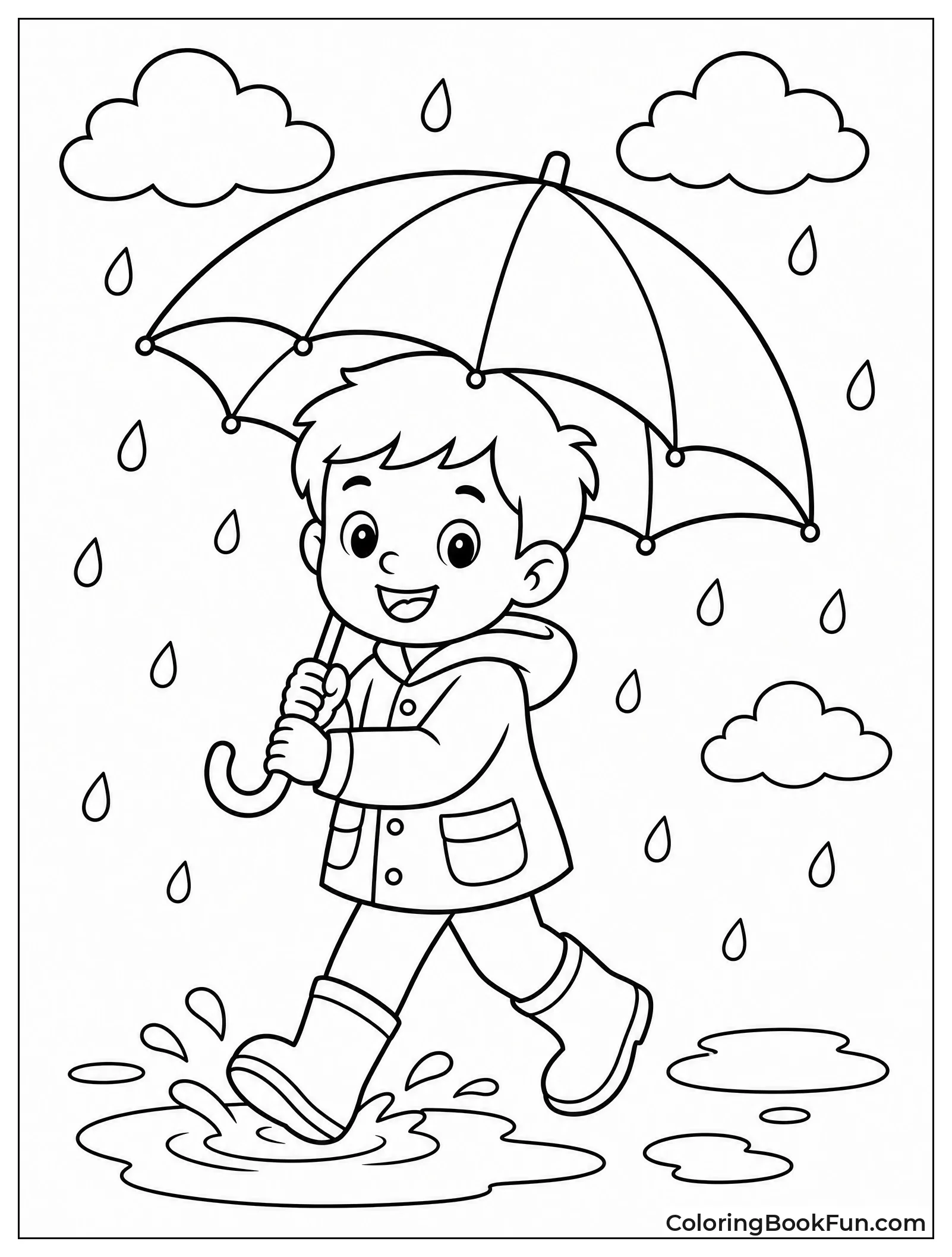 Child Walks with Colorful Umbrella