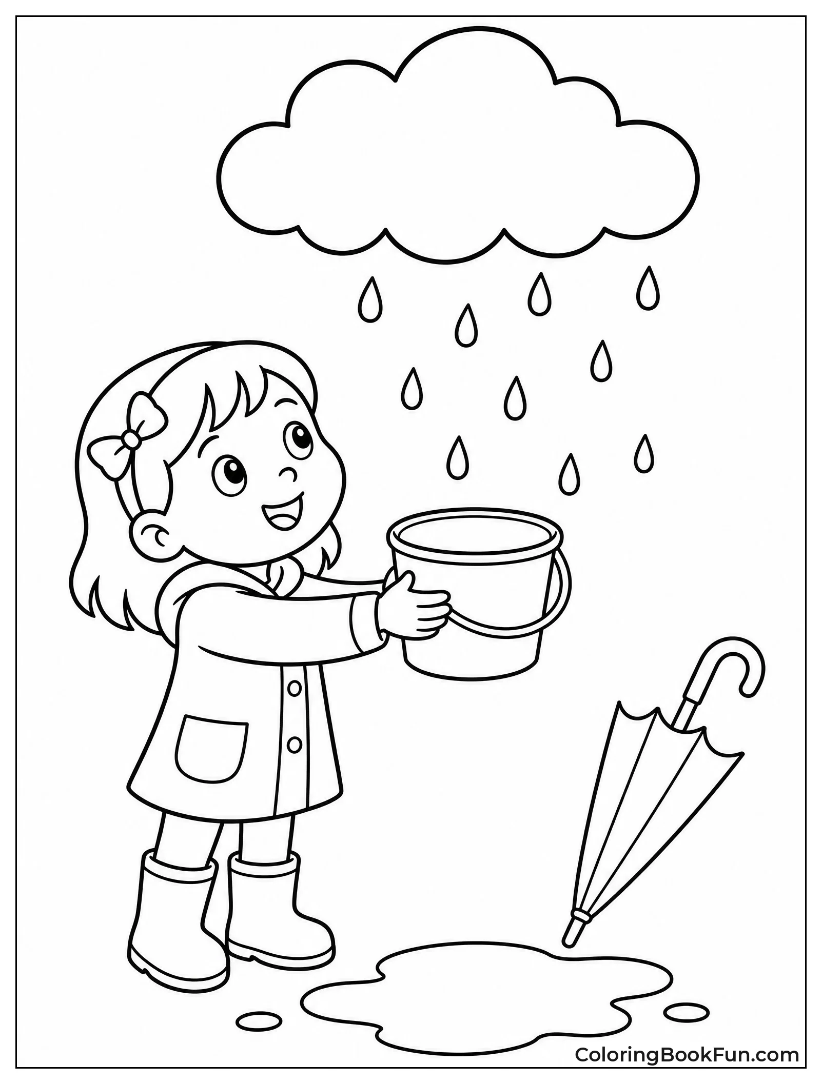 Girl Catches Raindrops from Cloud