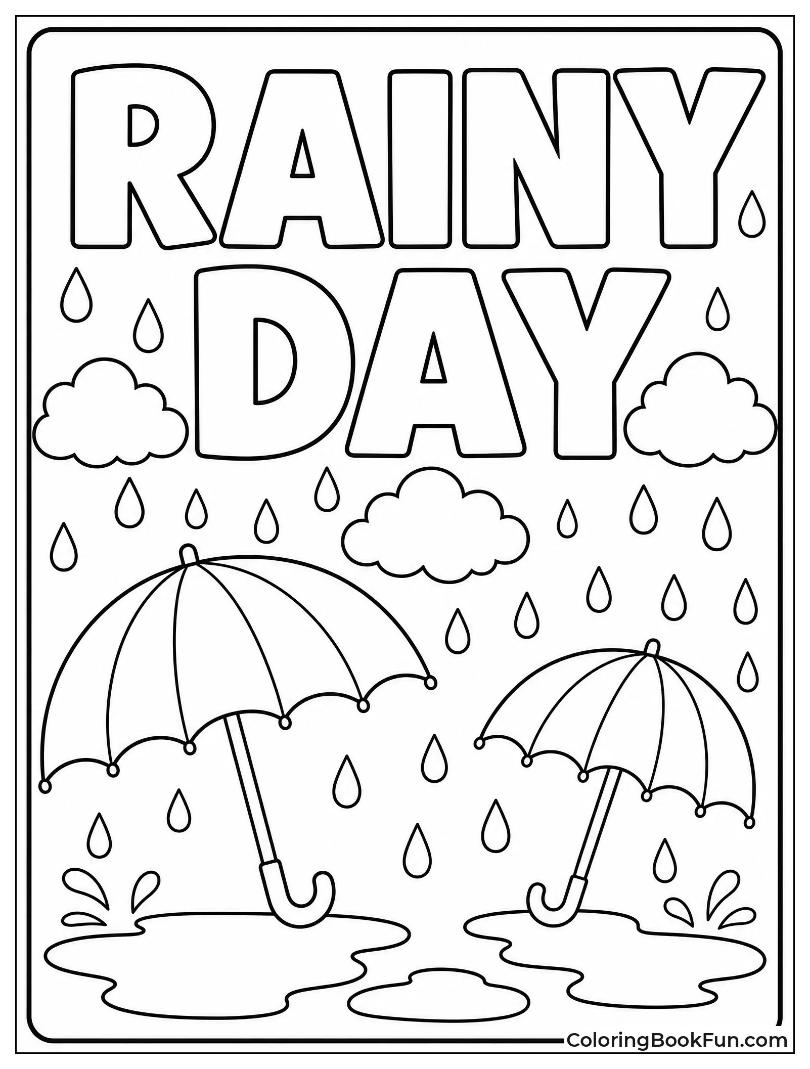 Bold Letters with Raindrops Around