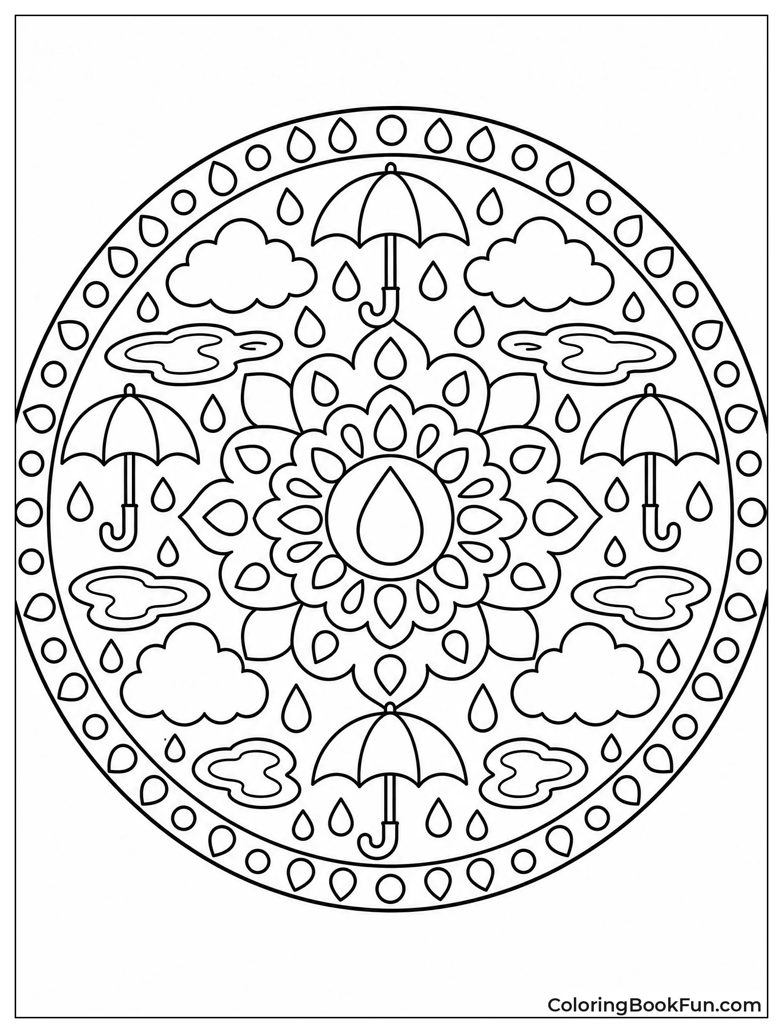 Mandala Design with Rain Shapes