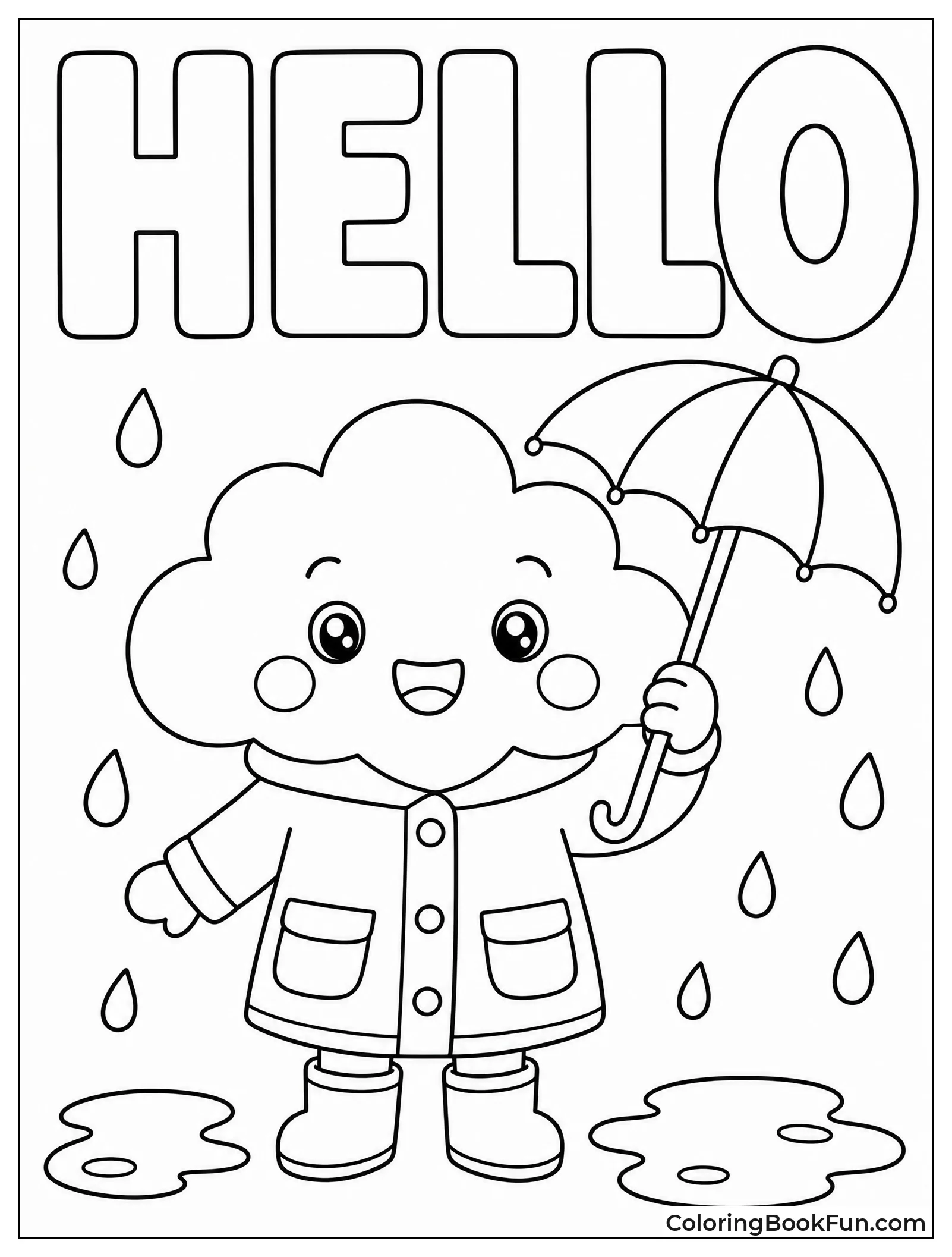 Smiling Cloud Holds Tiny Umbrella