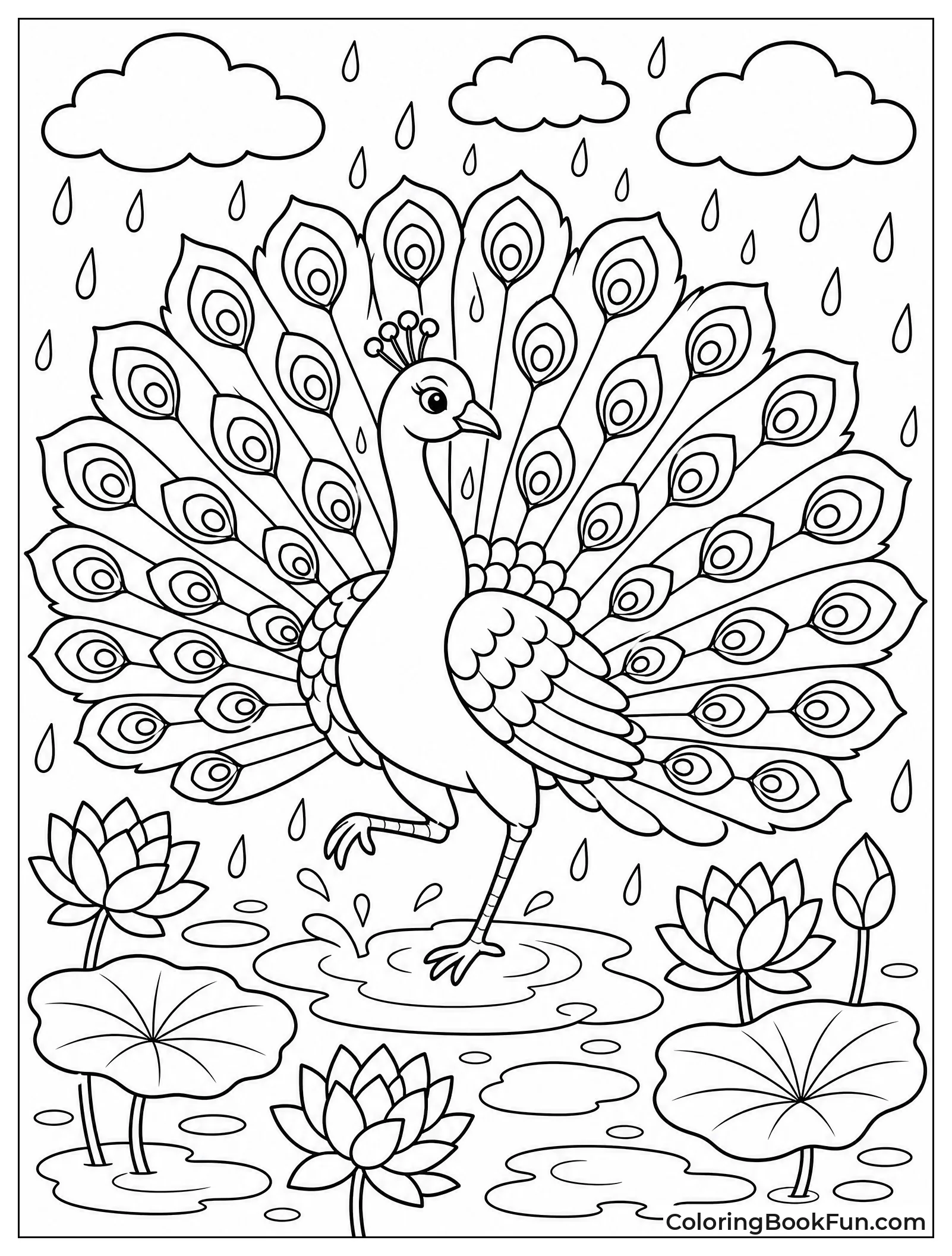 Peacock Dances in Heavy Rain