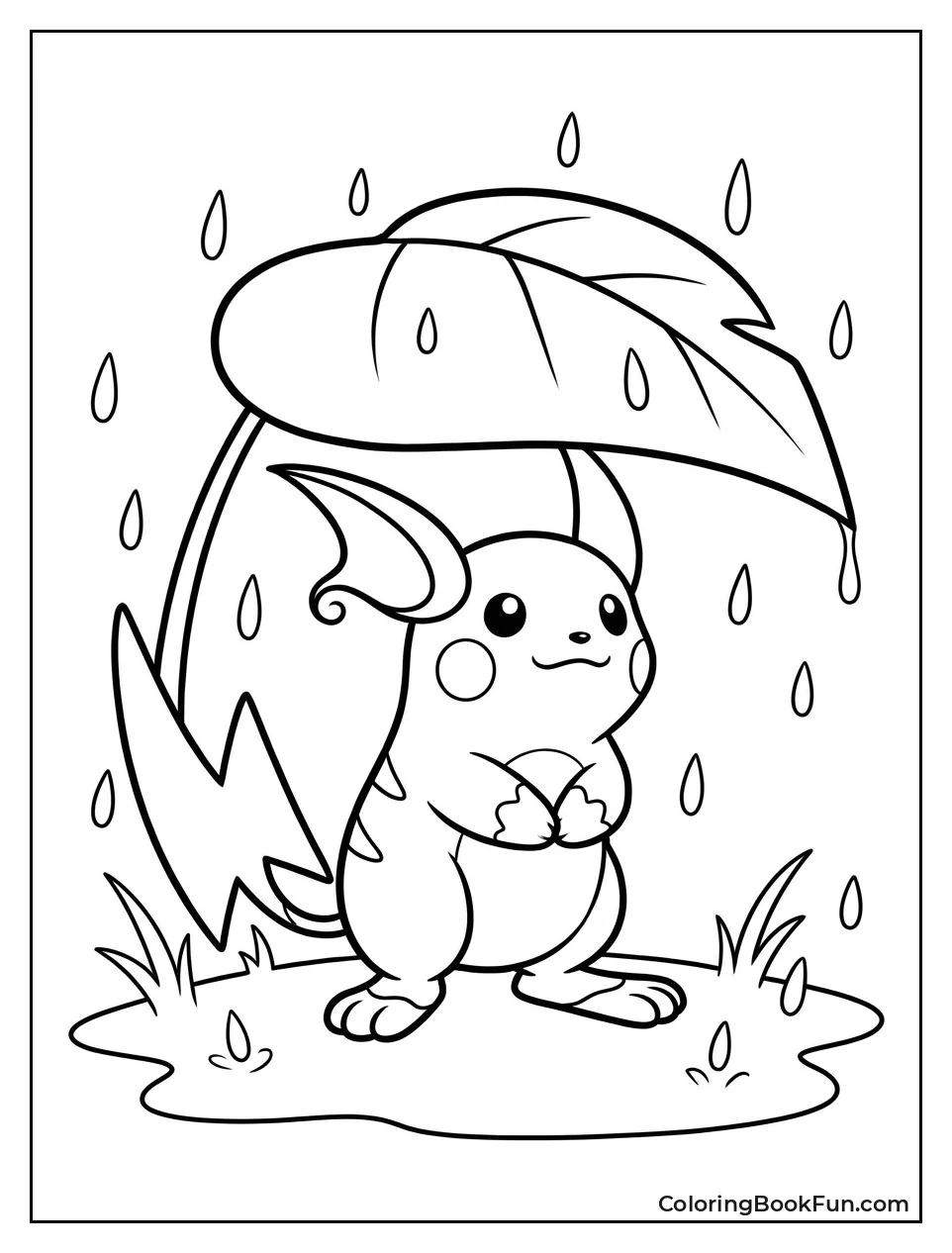 Raichu Staying Dry in Rain
