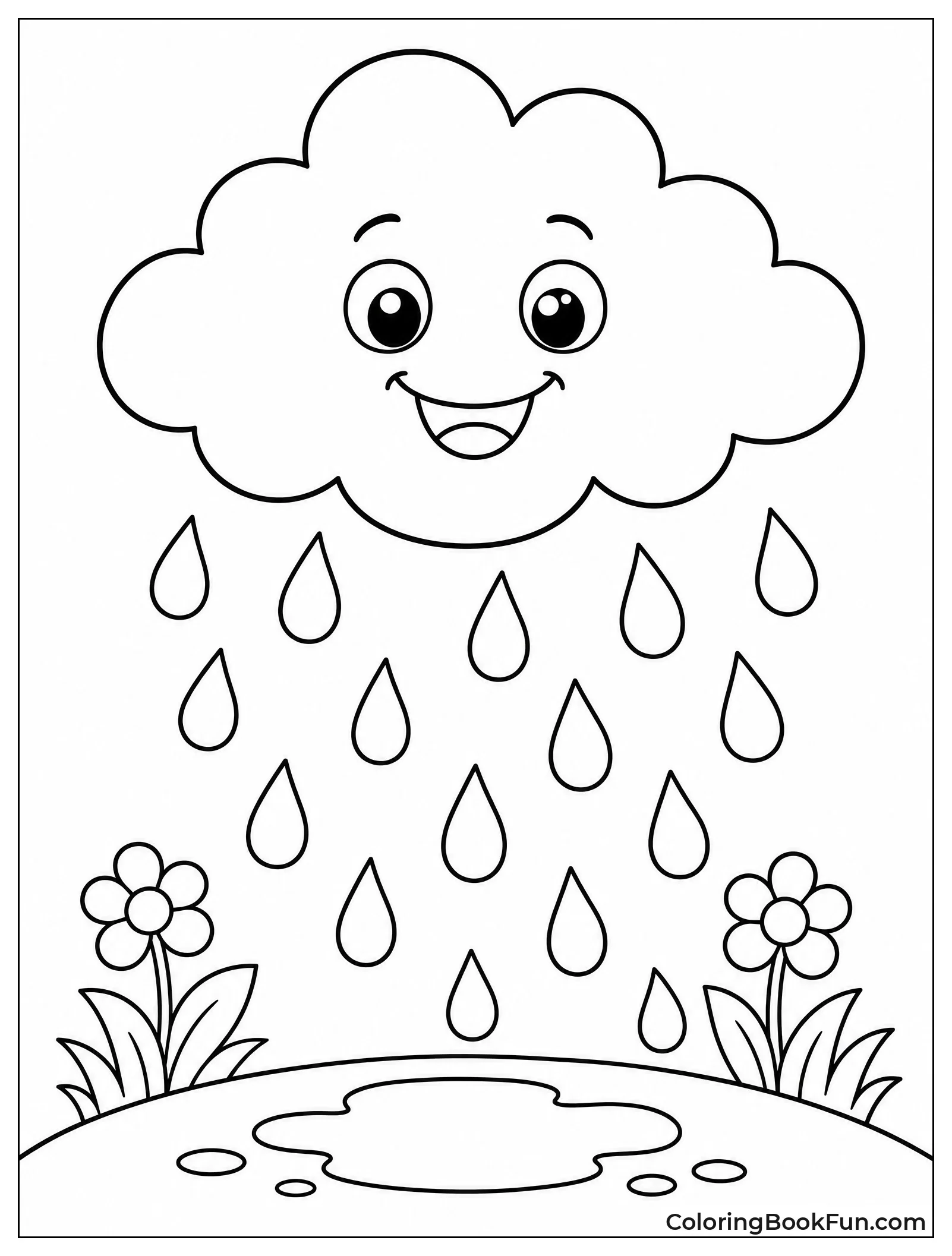 Cloud Pours Large Raindrops Down