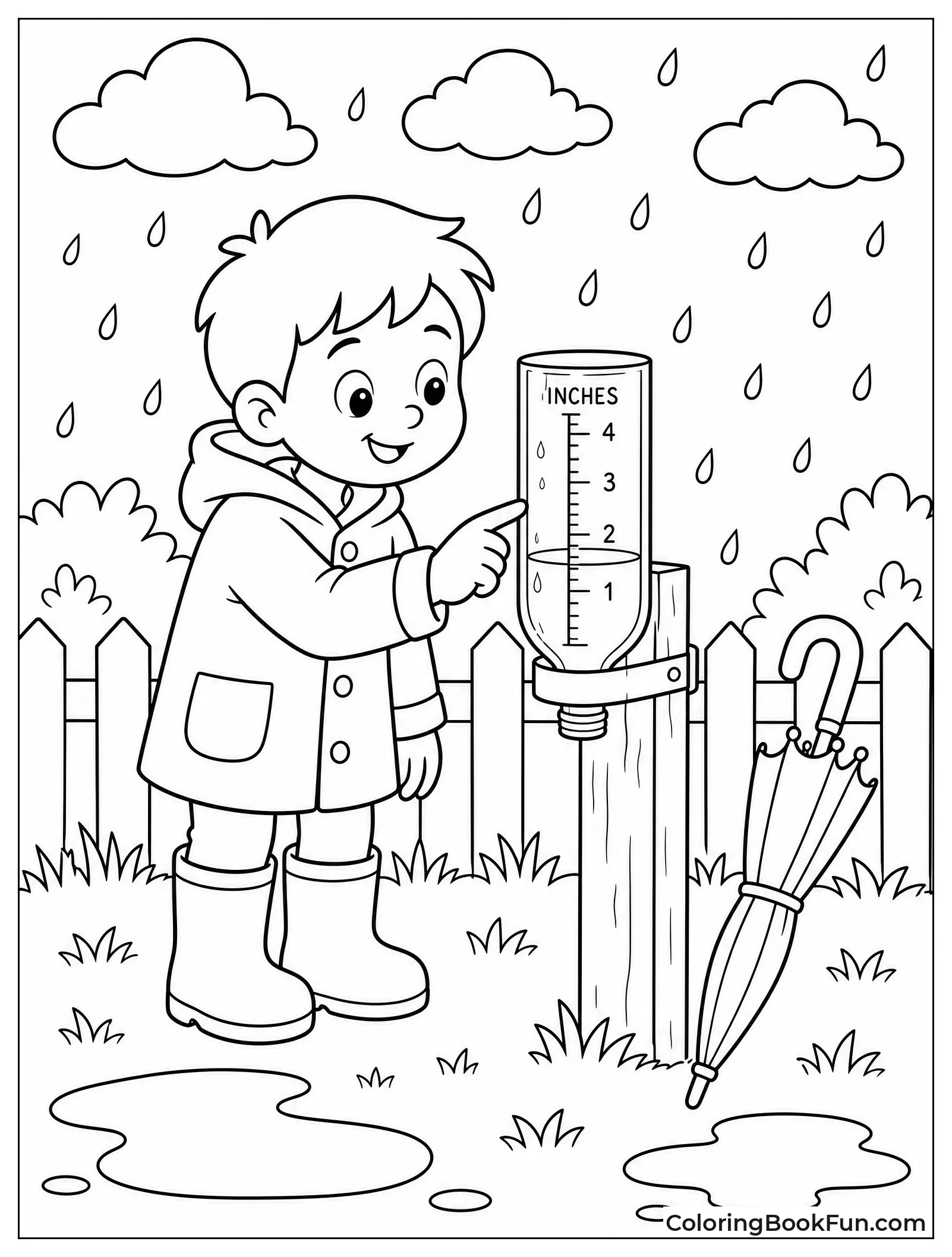 Child Measures Rainfall with Gauge