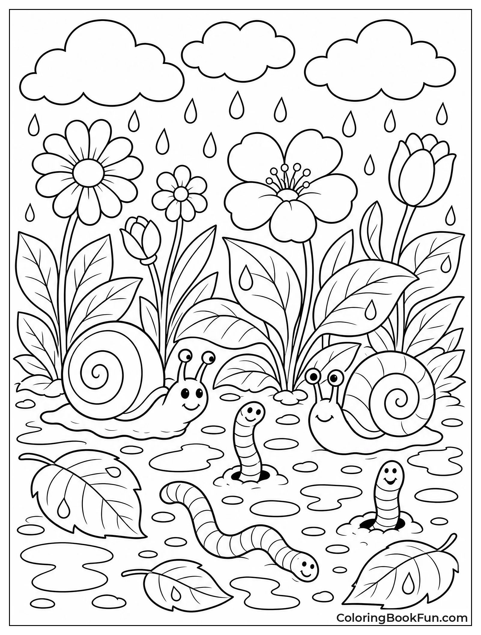 Garden Creatures on Wet Leaves